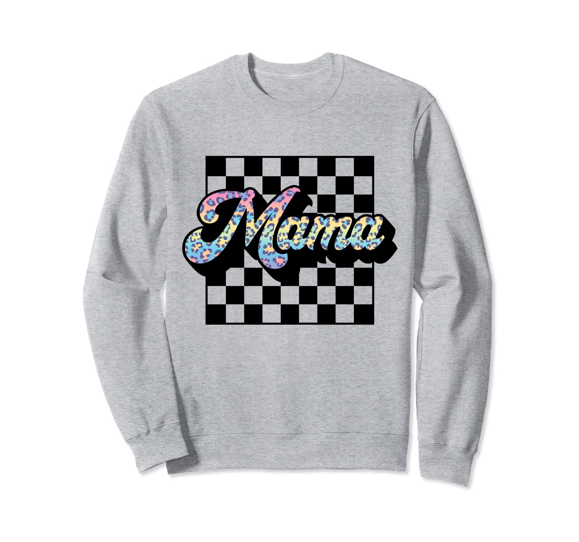 Mama Rainbow Leopard Checkered Sweatshirt - Casual Everyday Wear Men Women - T-Shirt, Sweatshirt, Hoodie