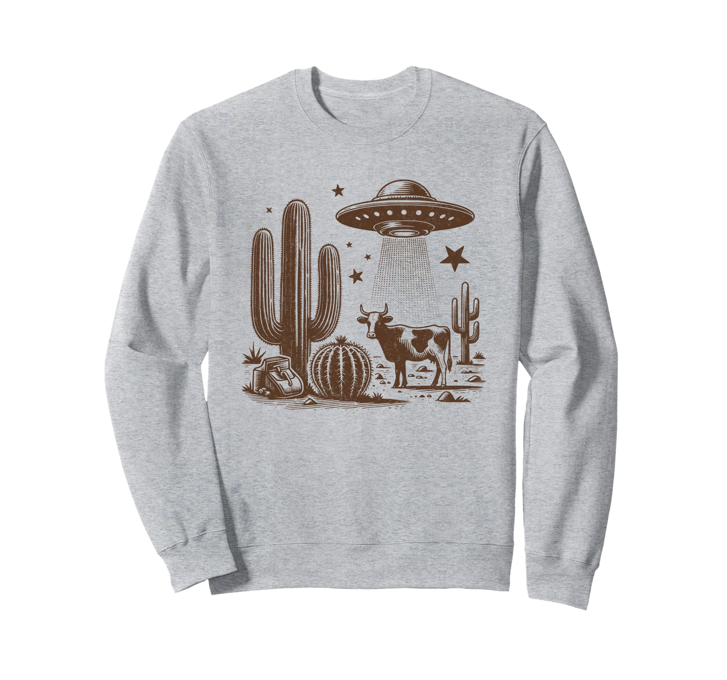 Desert Cow 90S Western Ufo Cowboy Sweatshirt - Casual Everyday Wear Unisex - T-Shirt, Sweatshirt, Hoodie