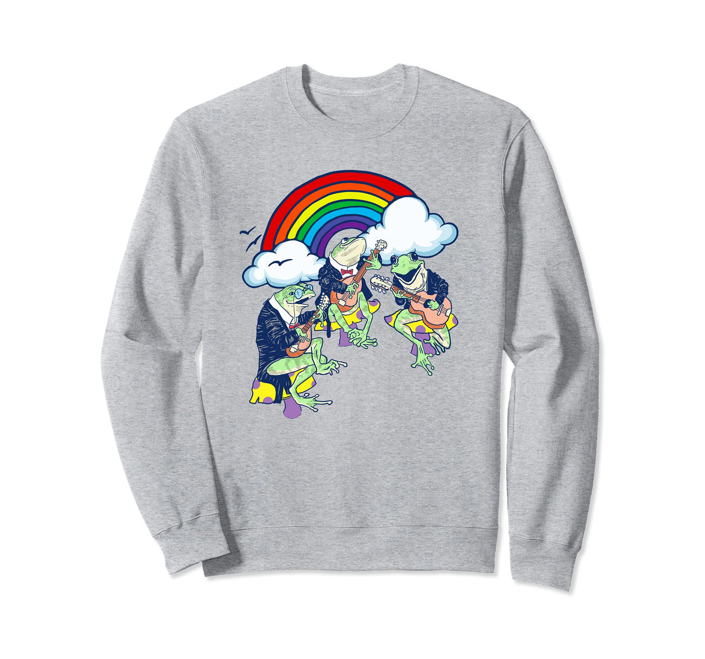 Funny Frogs Guitar Banjo Rainbow Music Sweatshirt - Novelty Apparel Unisex - T-Shirt, Sweatshirt, Hoodie