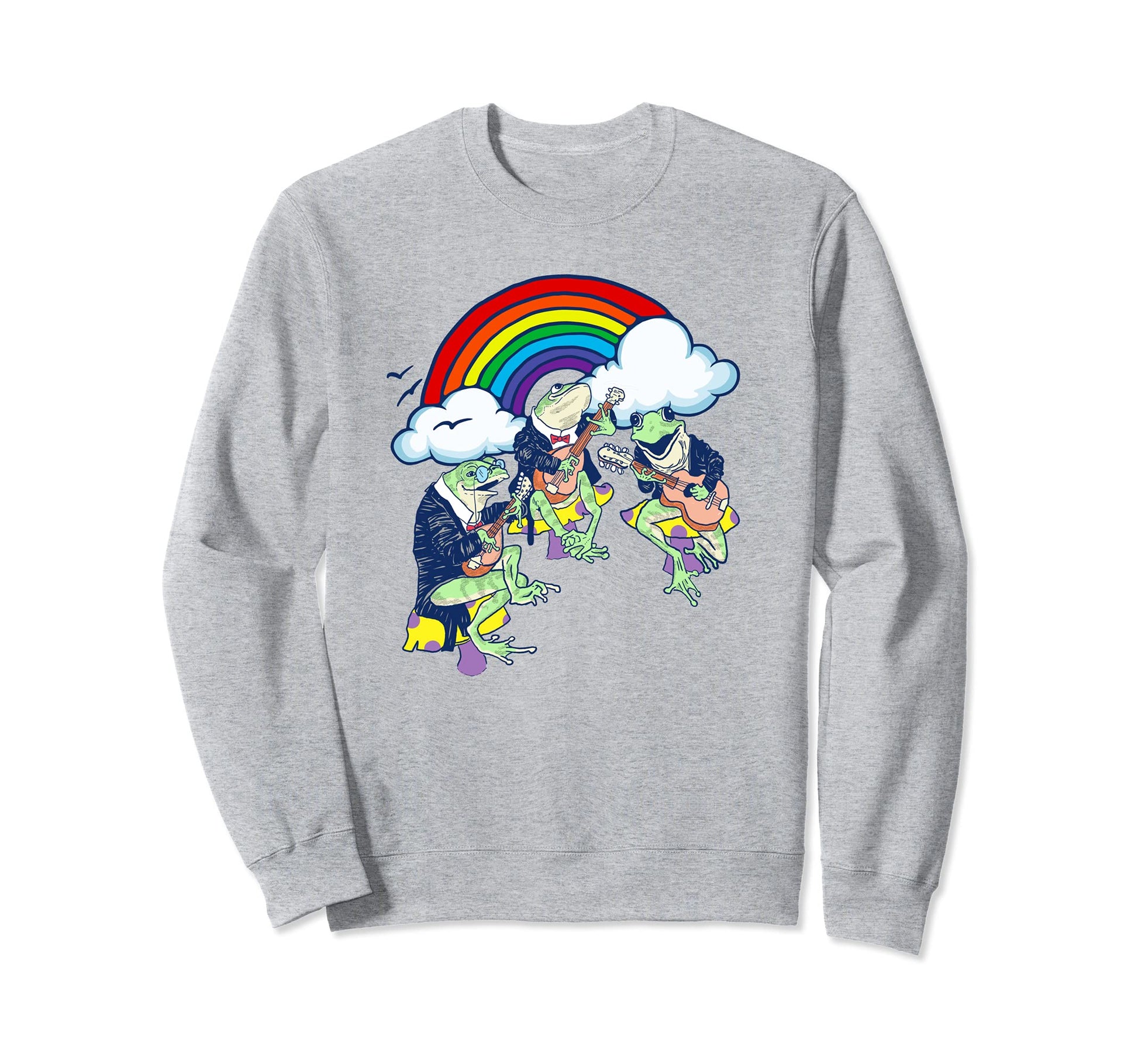 Funny Frogs Guitar Banjo Rainbow Music Sweatshirt - Novelty Apparel Unisex - T-Shirt, Sweatshirt, Hoodie