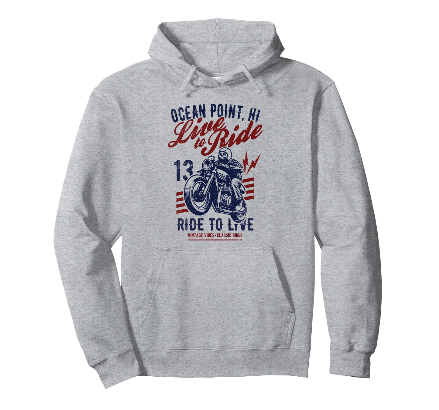 Ocean Point Hawaii Motorcycle Skull Rider Hoodie - Novelty Apparel Unisex - T-Shirt, Sweatshirt, Hoodie