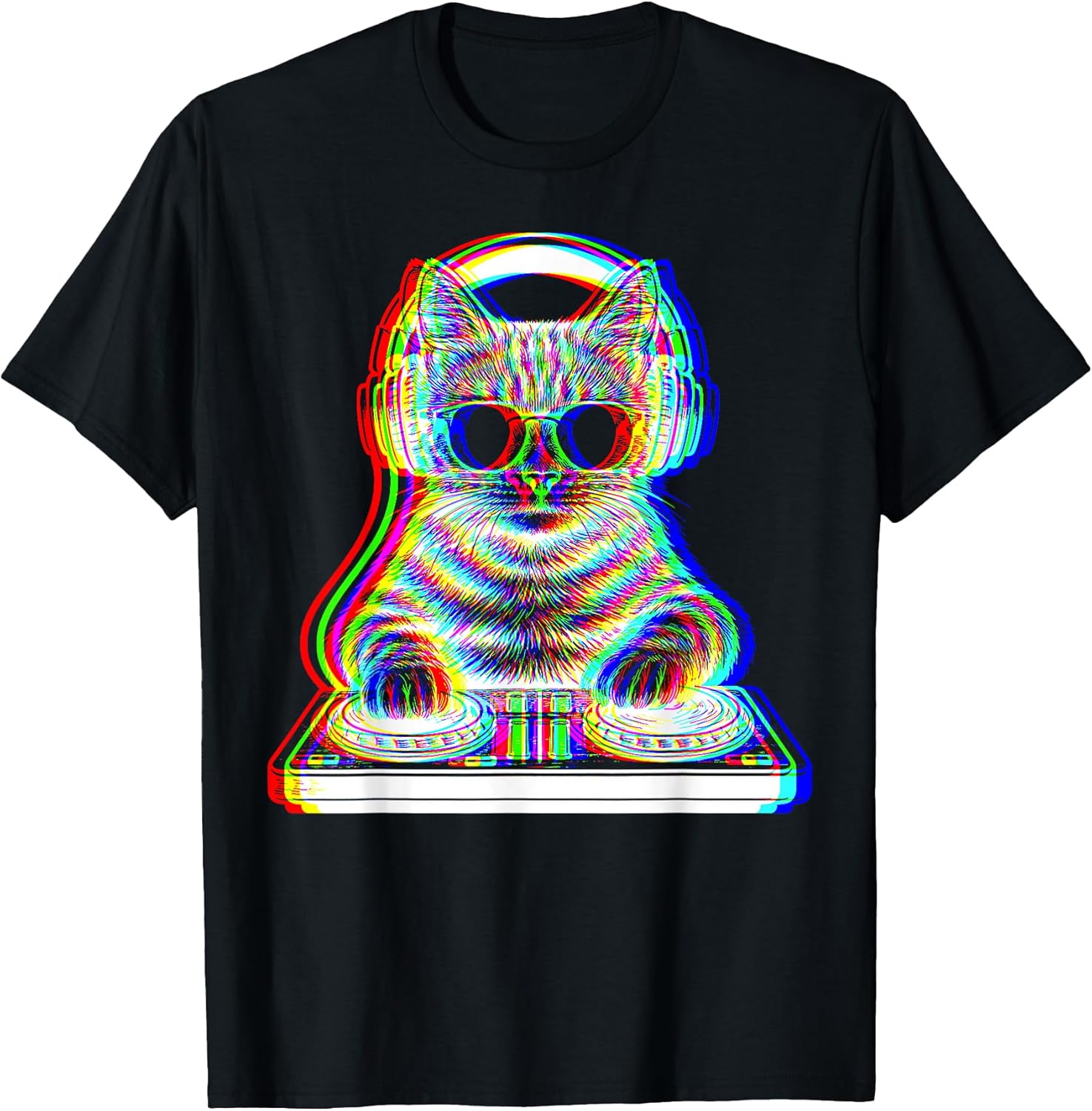 DJ Cat EDM Apparel Gifts Graphic - Adult & Kids T-Shirts, Sweatshirts & Hoodies apparel design preview 1