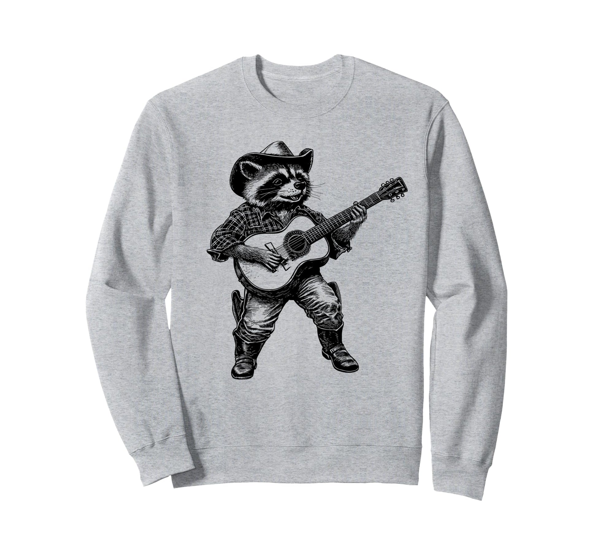Western Cowboy Raccoon Playing Sweatshirt - Casual Everyday Wear Men Women - T-Shirt, Sweatshirt, Hoodie