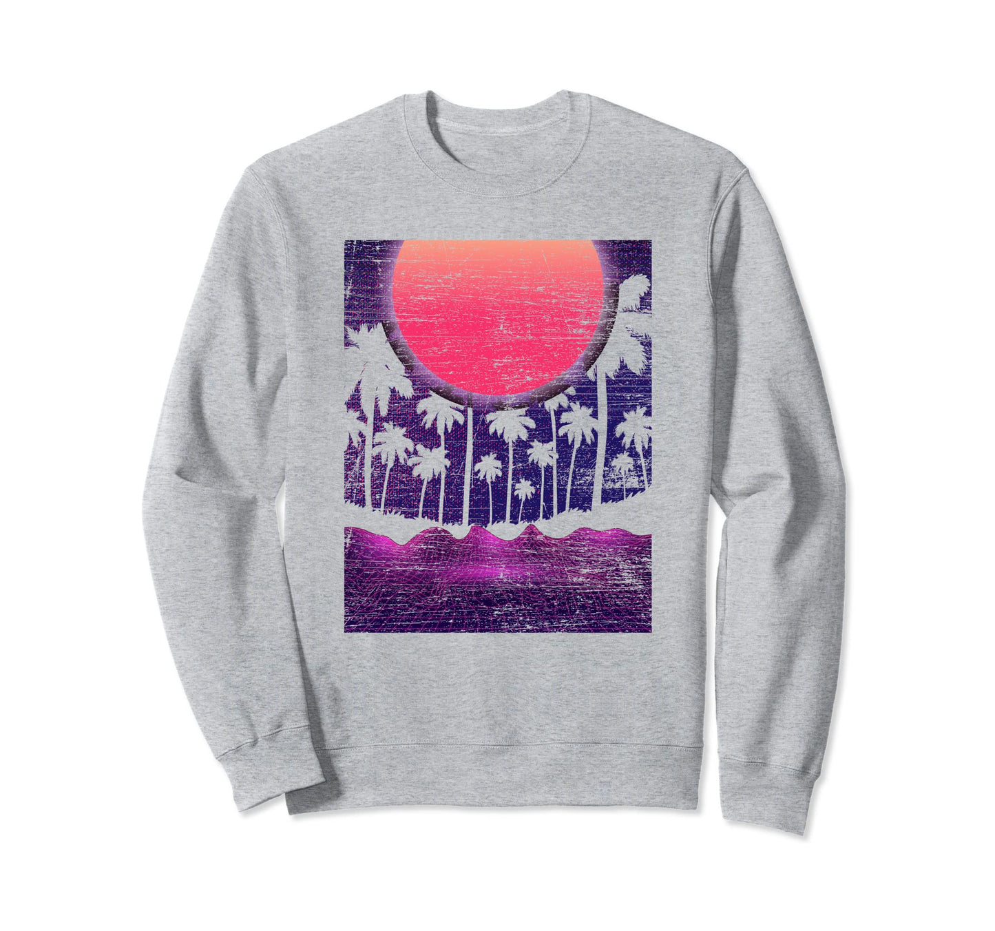 Palm Trees Tropical 80S Art 90S Sunset Sweatshirt - Unique Graphic Unisex - T-Shirt, Sweatshirt, Hoodie