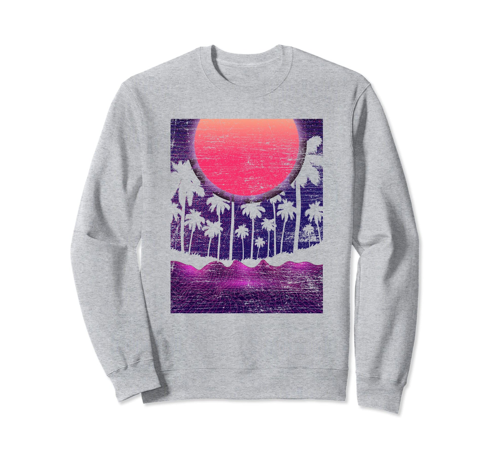 Palm Trees Tropical 80S Art 90S Sunset Sweatshirt - Unique Graphic Unisex - T-Shirt, Sweatshirt, Hoodie