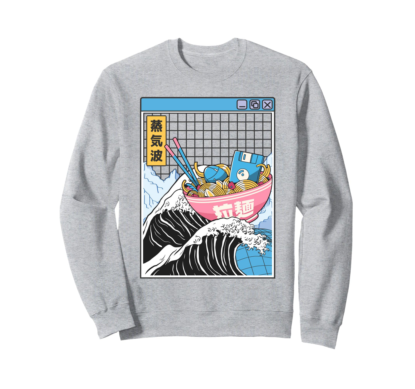 Digital Ramen Bowl Kanagawa Wave Sweatshirt - Fun Novelty Design Unisex - T-Shirt, Sweatshirt, Hoodie