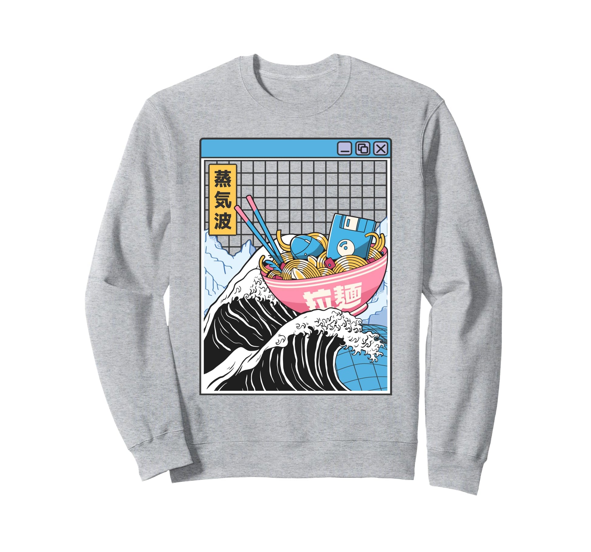 Digital Ramen Bowl Kanagawa Wave Sweatshirt - Fun Novelty Design Unisex - T-Shirt, Sweatshirt, Hoodie