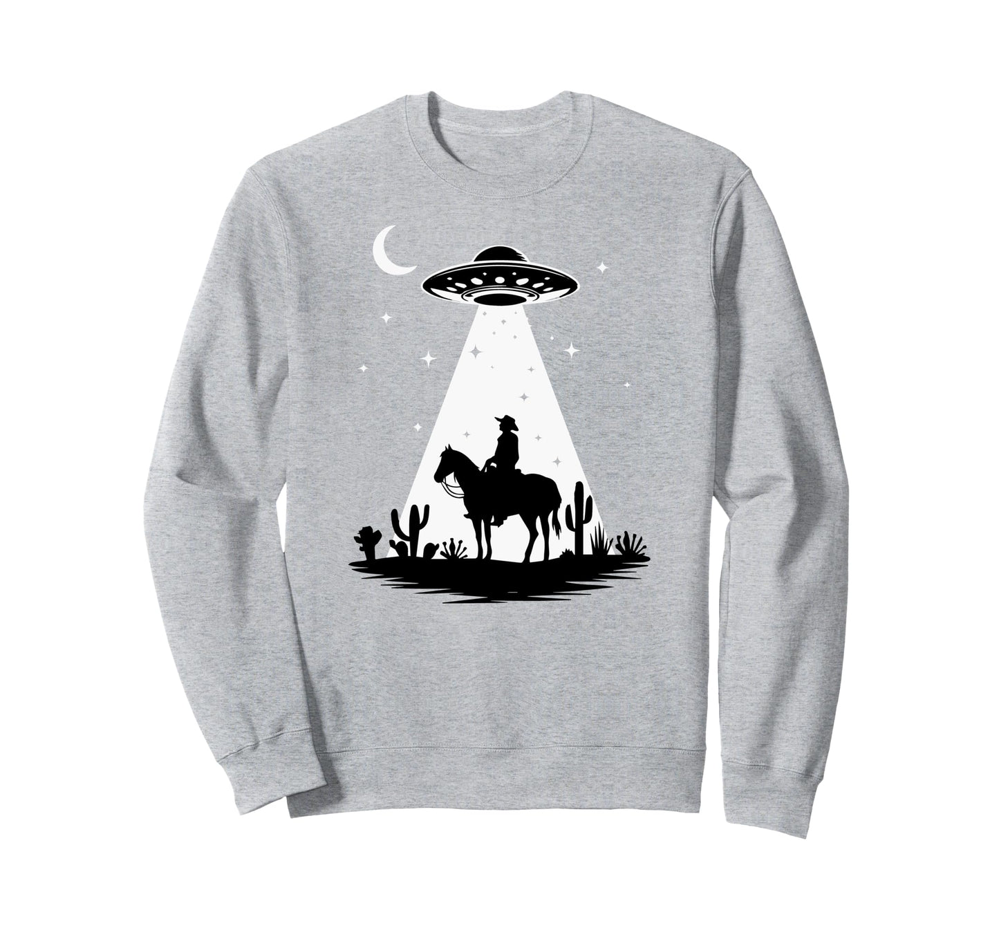 Cowboy Ufo Abduction Wild West Sweatshirt - Graphic Print for Adults - T-Shirt, Sweatshirt, Hoodie