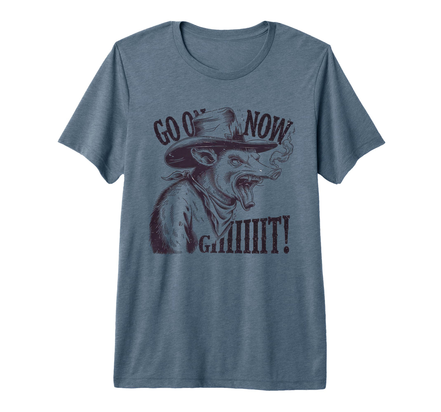 Go Now Git Cowboy Opossum Country T-Shirt - Graphic Print for Adults - T-Shirt, Sweatshirt, Hoodie