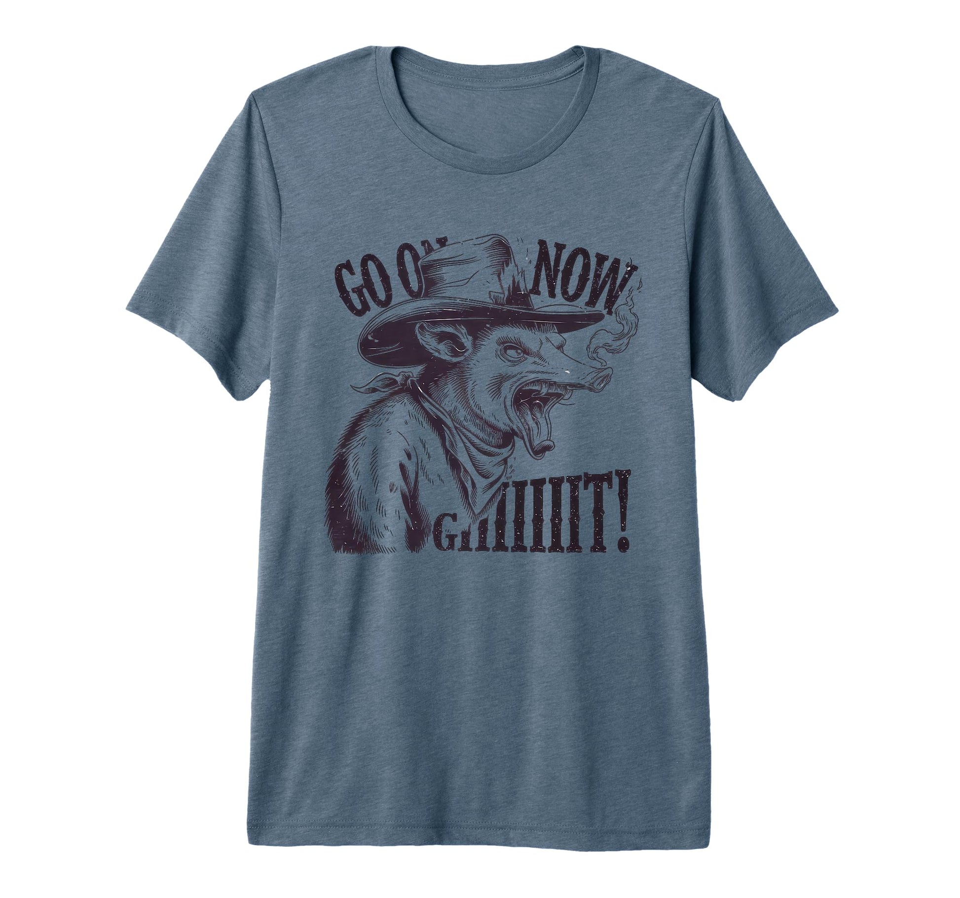Go Now Git Cowboy Opossum Country T-Shirt - Graphic Print for Adults - T-Shirt, Sweatshirt, Hoodie