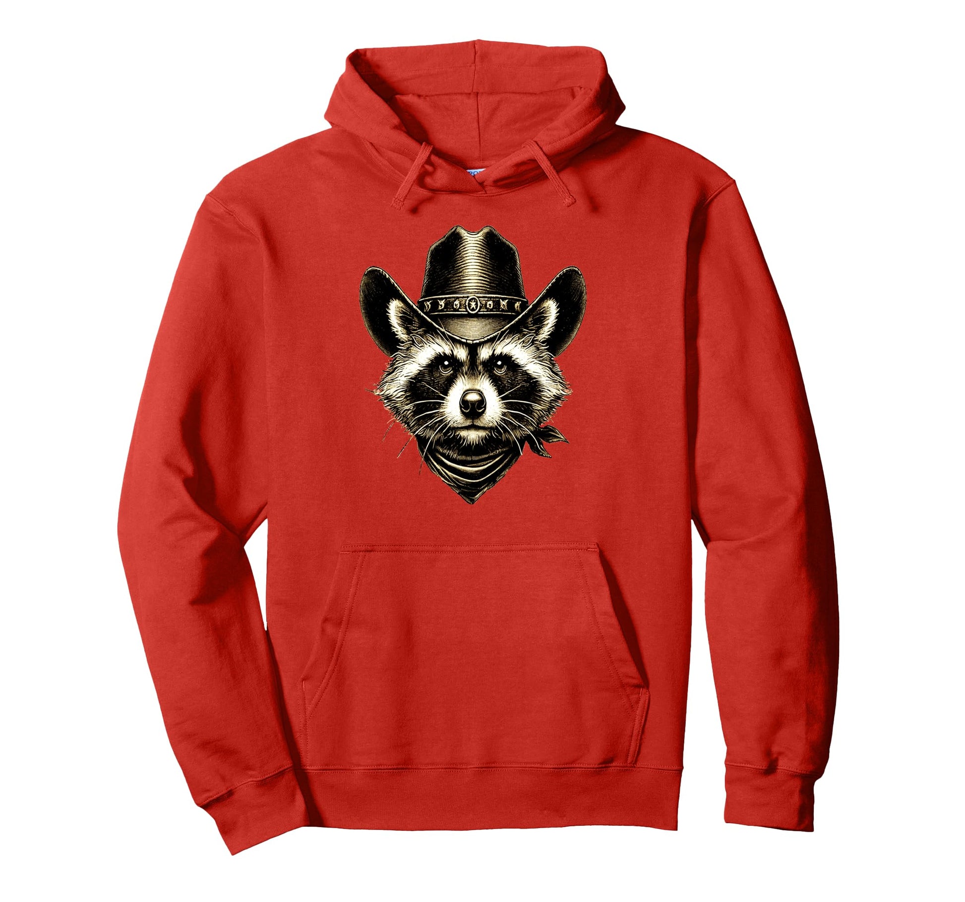 Raccoon Wearing Hat Country N Western Hoodie - Custom Art Print for Adults - T-Shirt, Sweatshirt, Hoodie