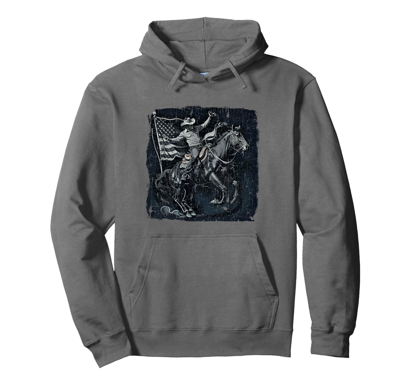 Rodeo Cowboy Western Artwork Hoodie - Graphic Print for Adults - T-Shirt, Sweatshirt, Hoodie