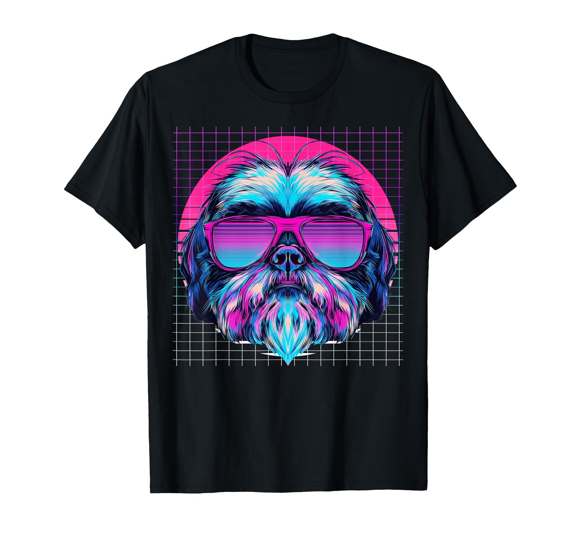 Shih Tzu Sunglasses Dog Vaporwave T-Shirt - Minimalist Print Men Women - T-Shirt, Sweatshirt, Hoodie