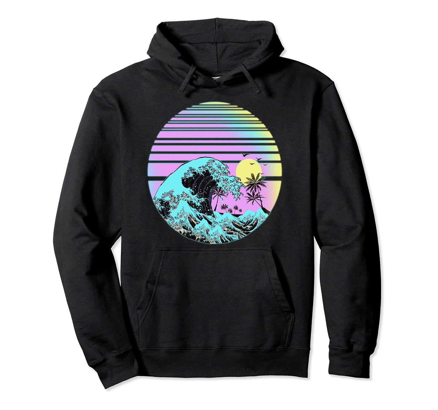 Vaporwave Aesthetic Beach Palm Trees Art Hoodie - Minimalist Print Unisex - T-Shirt, Sweatshirt, Hoodie