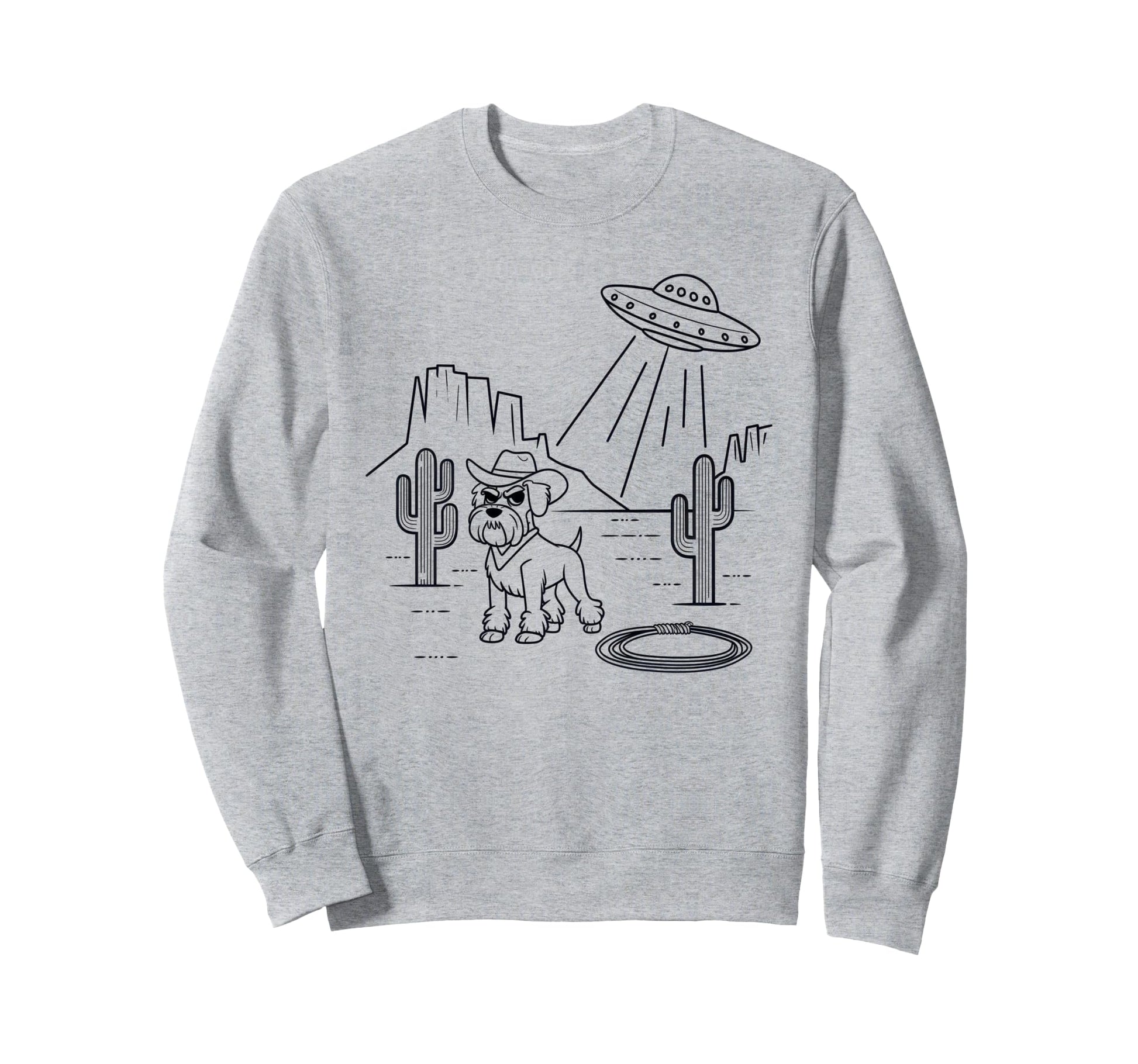 Schnauzer Schnauzer Ufo Western Sweatshirt - Graphic Print for Adults - T-Shirt, Sweatshirt, Hoodie