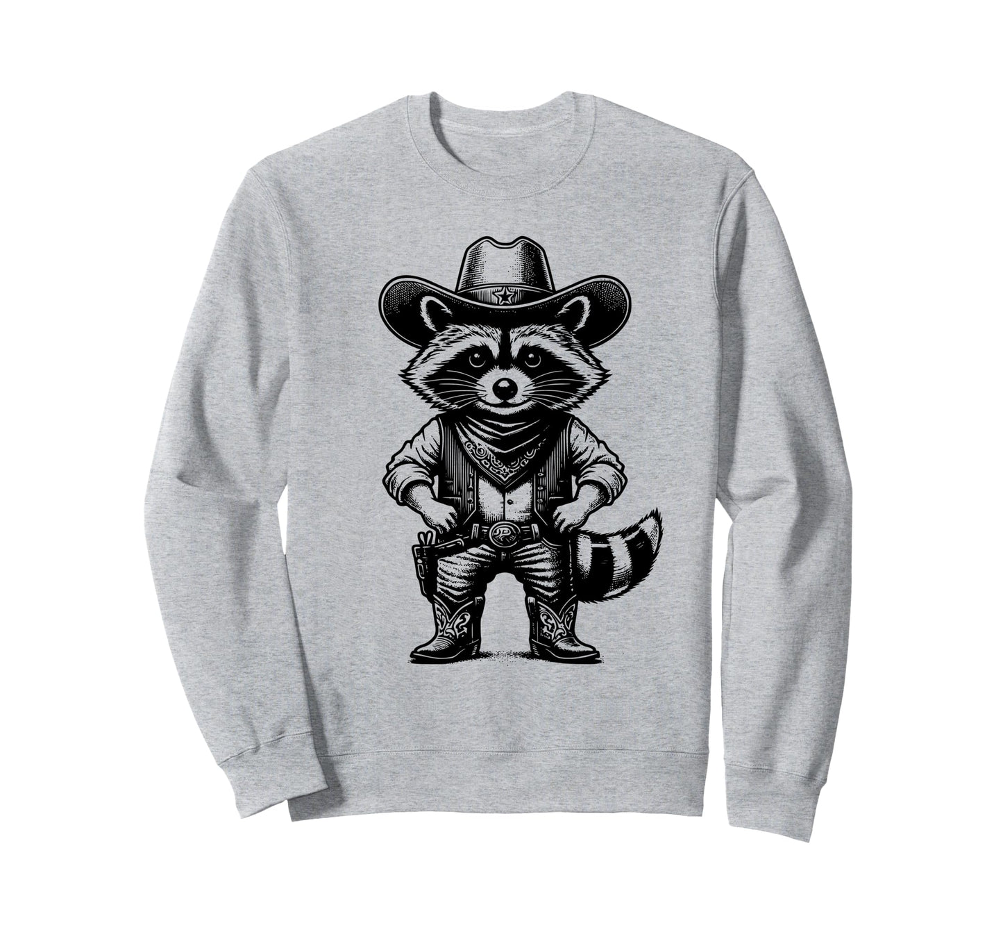 Raccoon Cowboy Cowgirl Western Sweatshirt - Trendy Graphic for Adults - T-Shirt, Sweatshirt, Hoodie