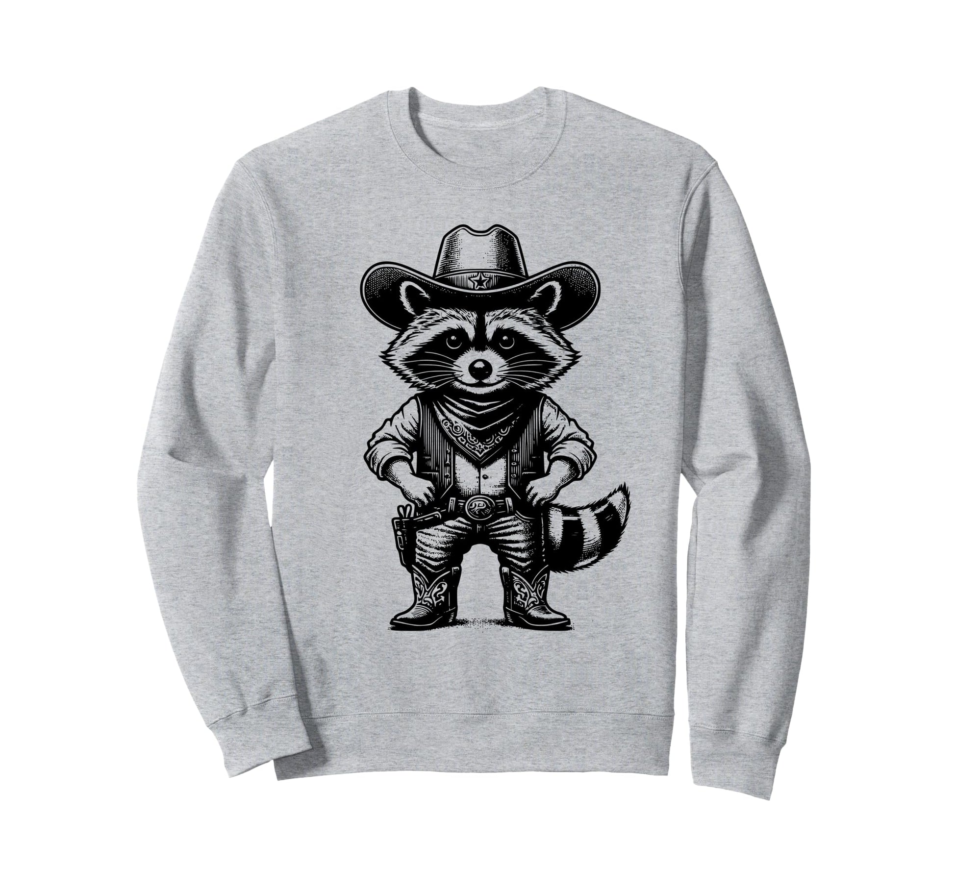 Raccoon Cowboy Cowgirl Western Sweatshirt - Trendy Graphic for Adults - T-Shirt, Sweatshirt, Hoodie