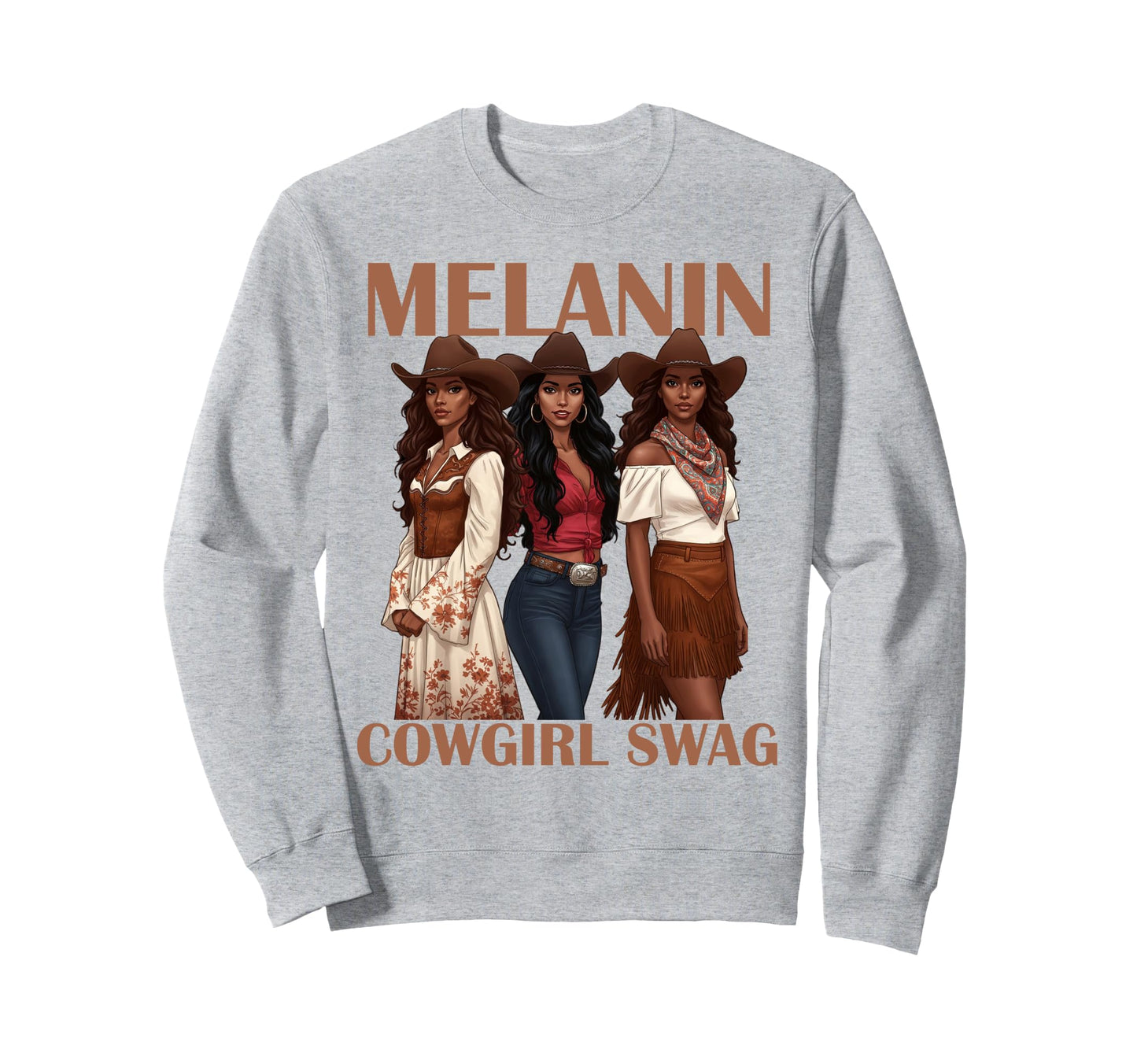 Lets Go Western Country Melanin Sweatshirt - Custom Art Print Men Women - T-Shirt, Sweatshirt, Hoodie
