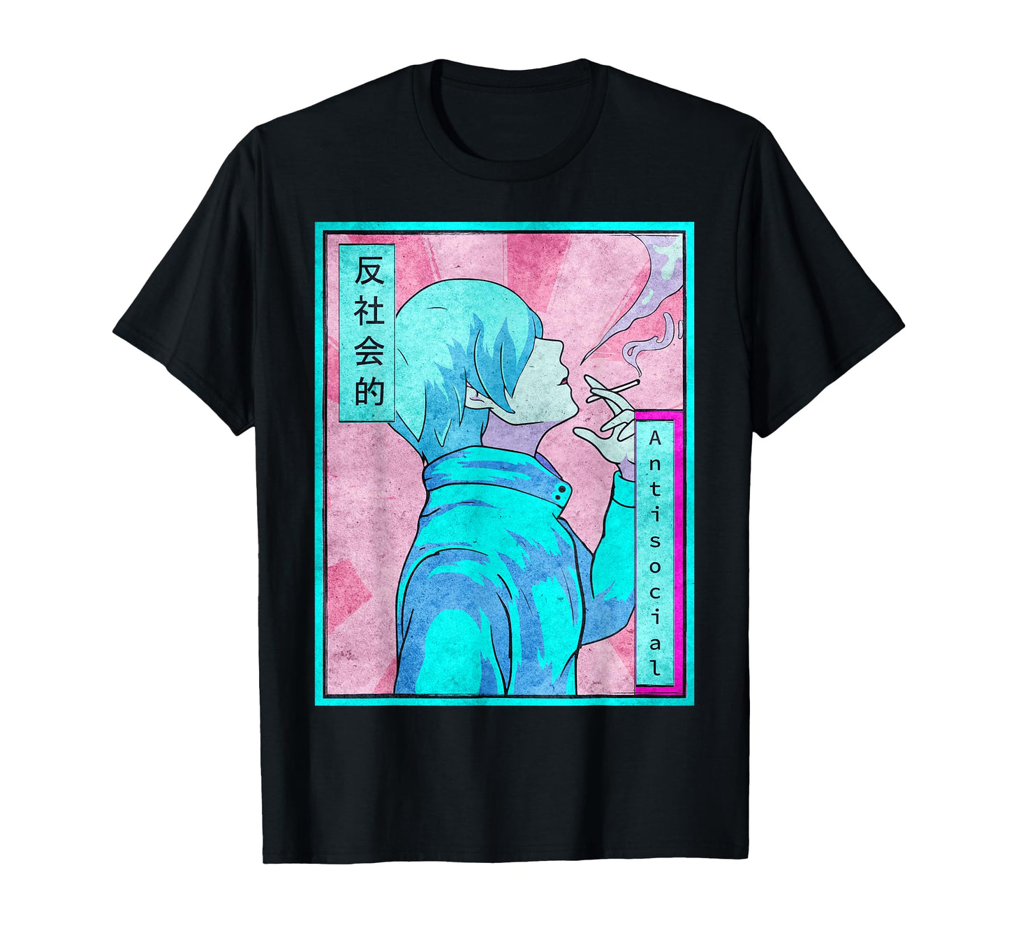 Antisocial Emo Anime Vaporwave T-Shirt - Casual Everyday Wear for Adults - T-Shirt, Sweatshirt, Hoodie