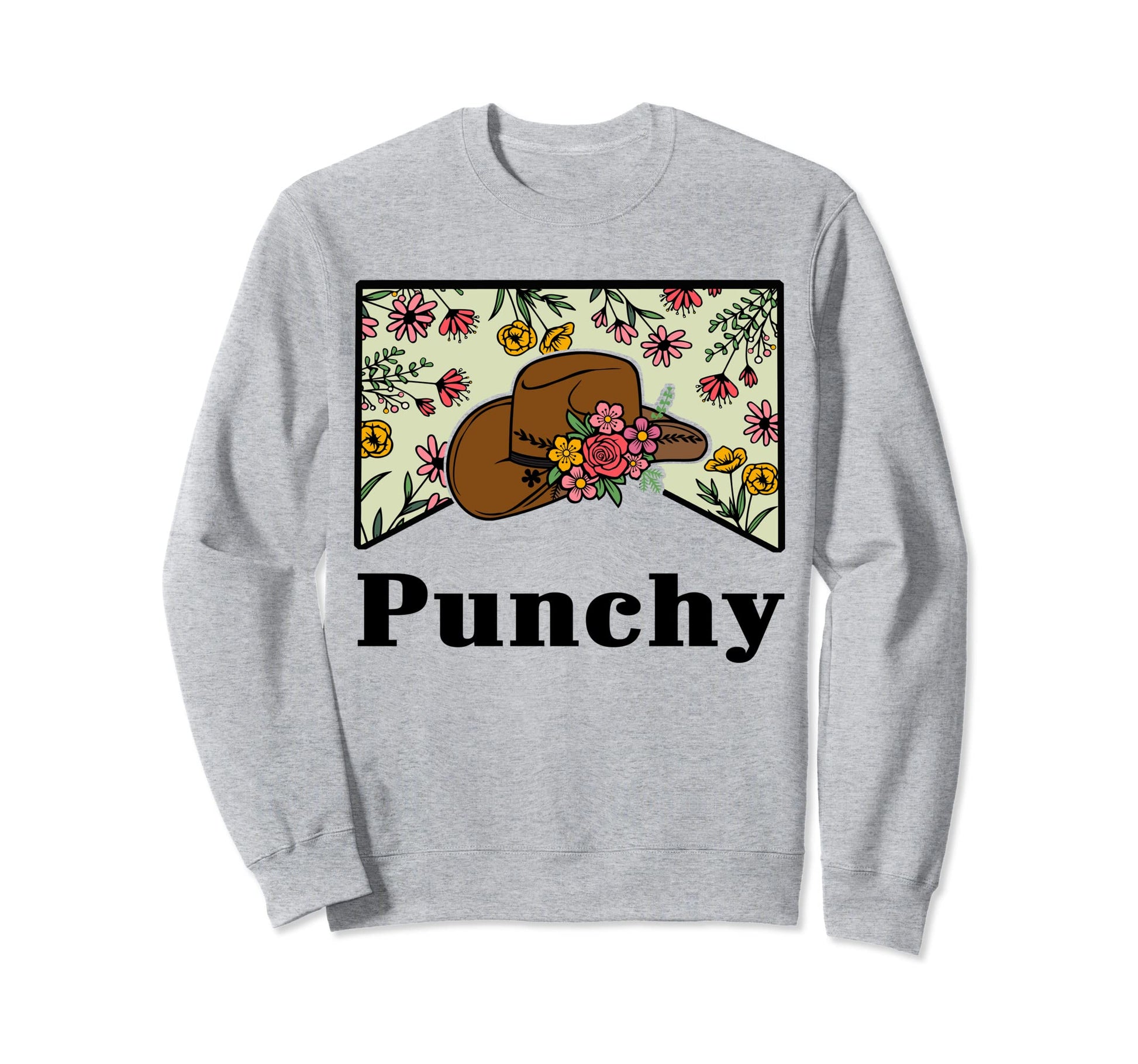 Punchy Cowgirl Cowboy Western Cowhide Sweatshirt - Graphic Print Men Women - T-Shirt, Sweatshirt, Hoodie