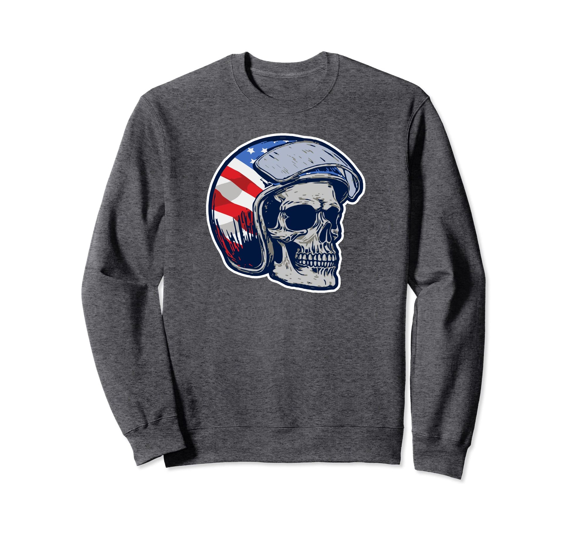 Skull Motorcycle Helmet Biker Sweatshirt - Aesthetic Graphic Men Women - T-Shirt, Sweatshirt, Hoodie