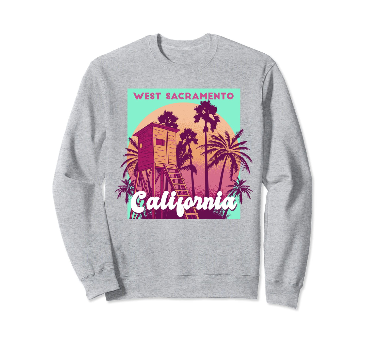 West Sacramento California Palm Tree Sweatshirt - Unique Graphic Men Women - T-Shirt, Sweatshirt, Hoodie
