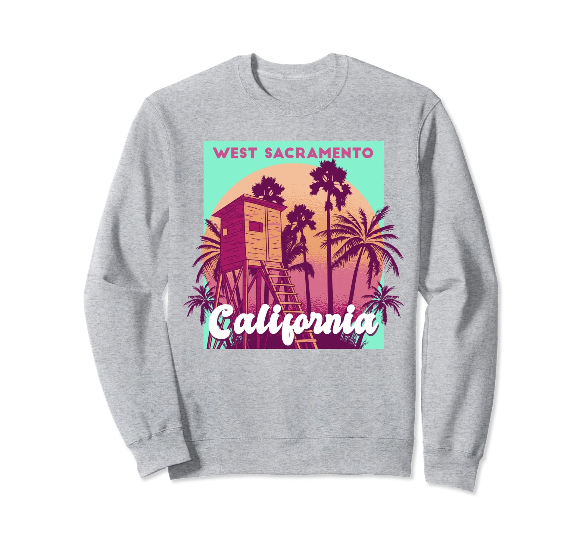 West Sacramento California Palm Tree Sweatshirt - Unique Graphic Men Women - T-Shirt, Sweatshirt, Hoodie