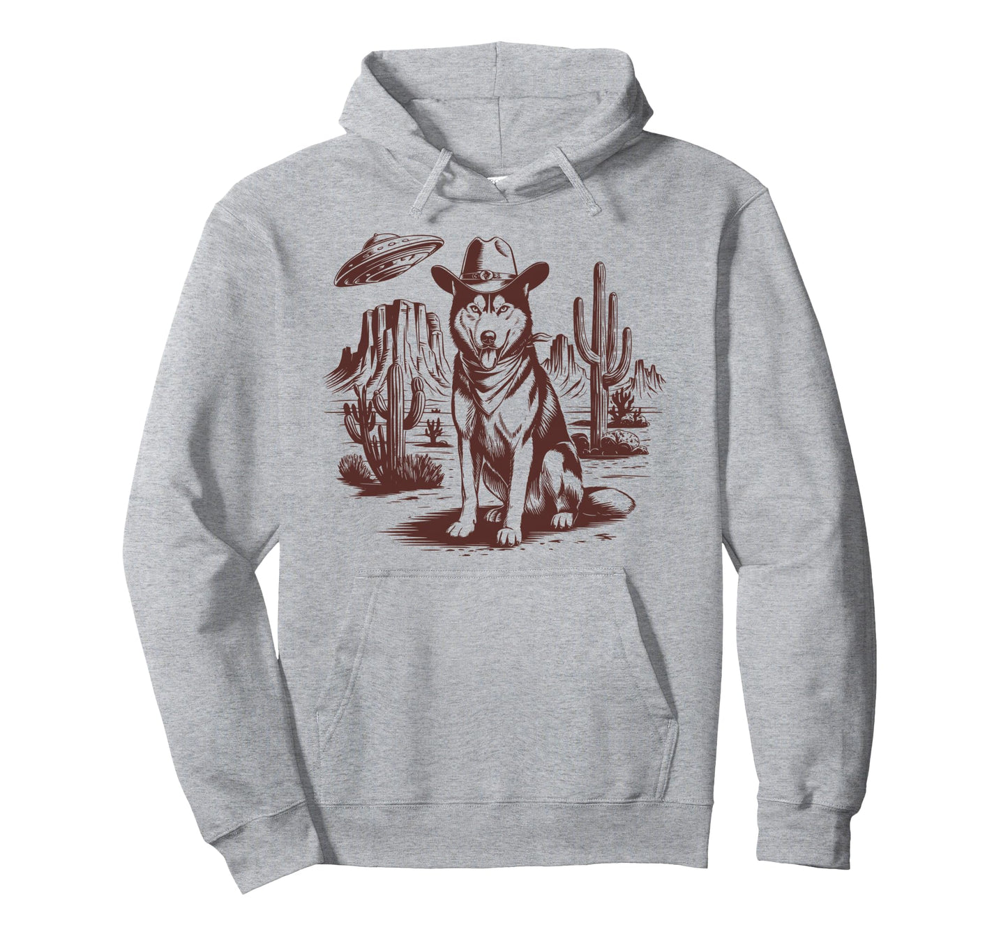 Husky Ufo Western Alien 90S Cowboy Hoodie - Novelty Apparel Men Women - T-Shirt, Sweatshirt, Hoodie