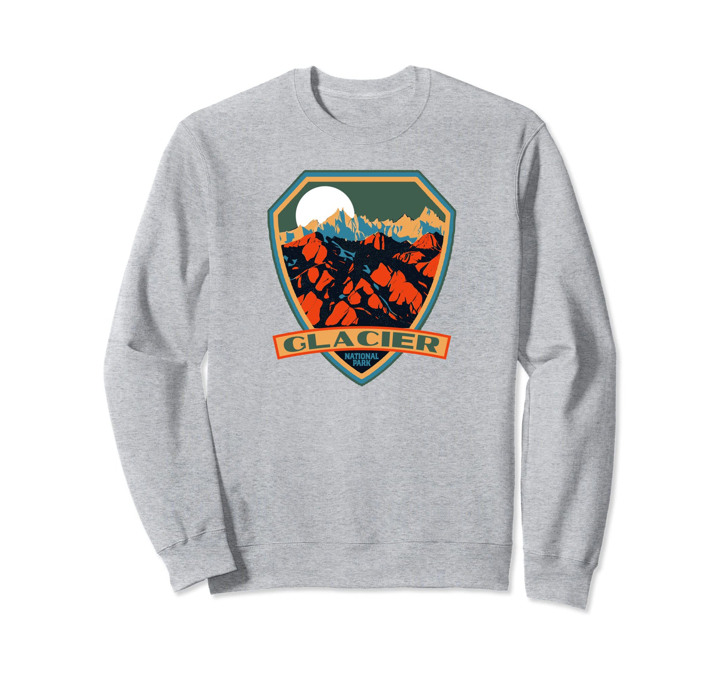 Glacier National Park Wpa Badge Sweatshirt - Unique Graphic Unisex - T-Shirt, Sweatshirt, Hoodie