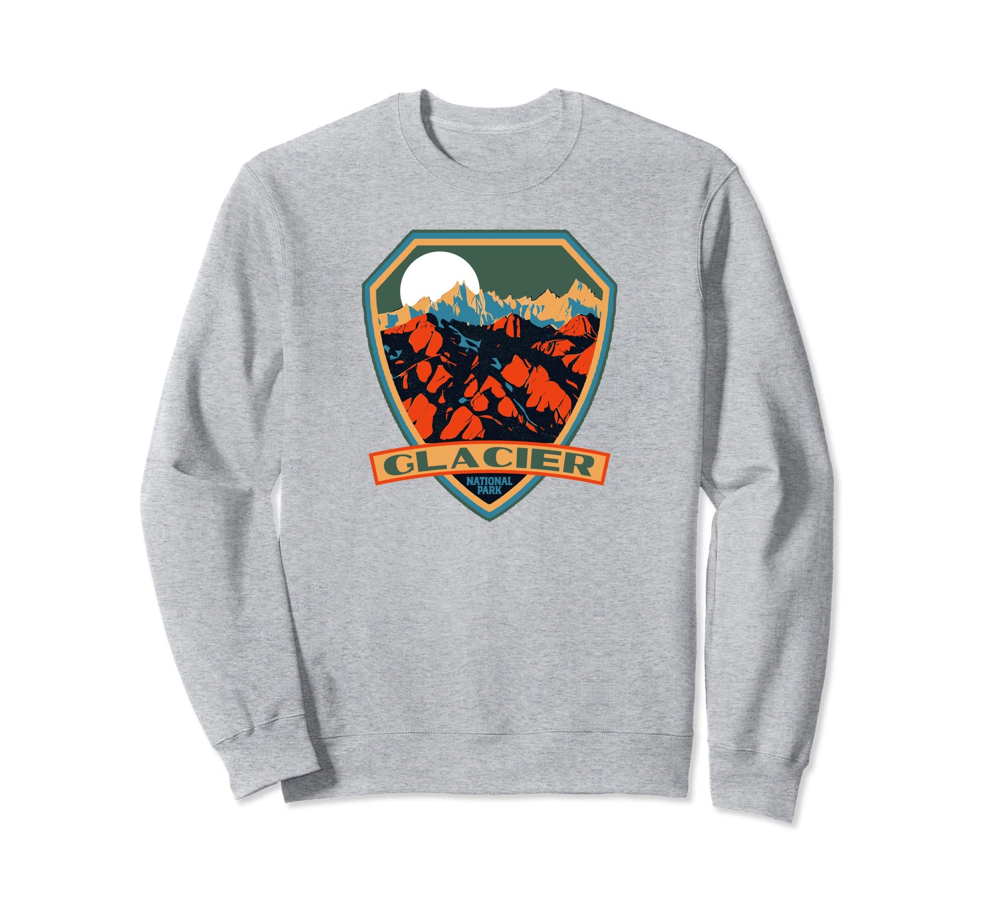 Glacier National Park Wpa Badge Sweatshirt - Unique Graphic Unisex - T-Shirt, Sweatshirt, Hoodie