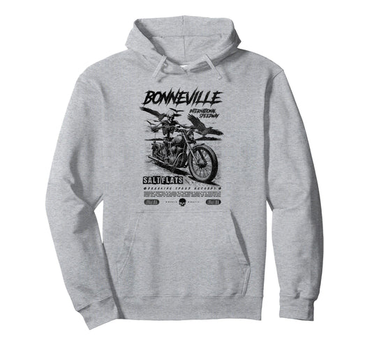 Bonneville Salt Flats Motorcycle Racing Hoodie - Unique Graphic Men Women - T-Shirt, Sweatshirt, Hoodie