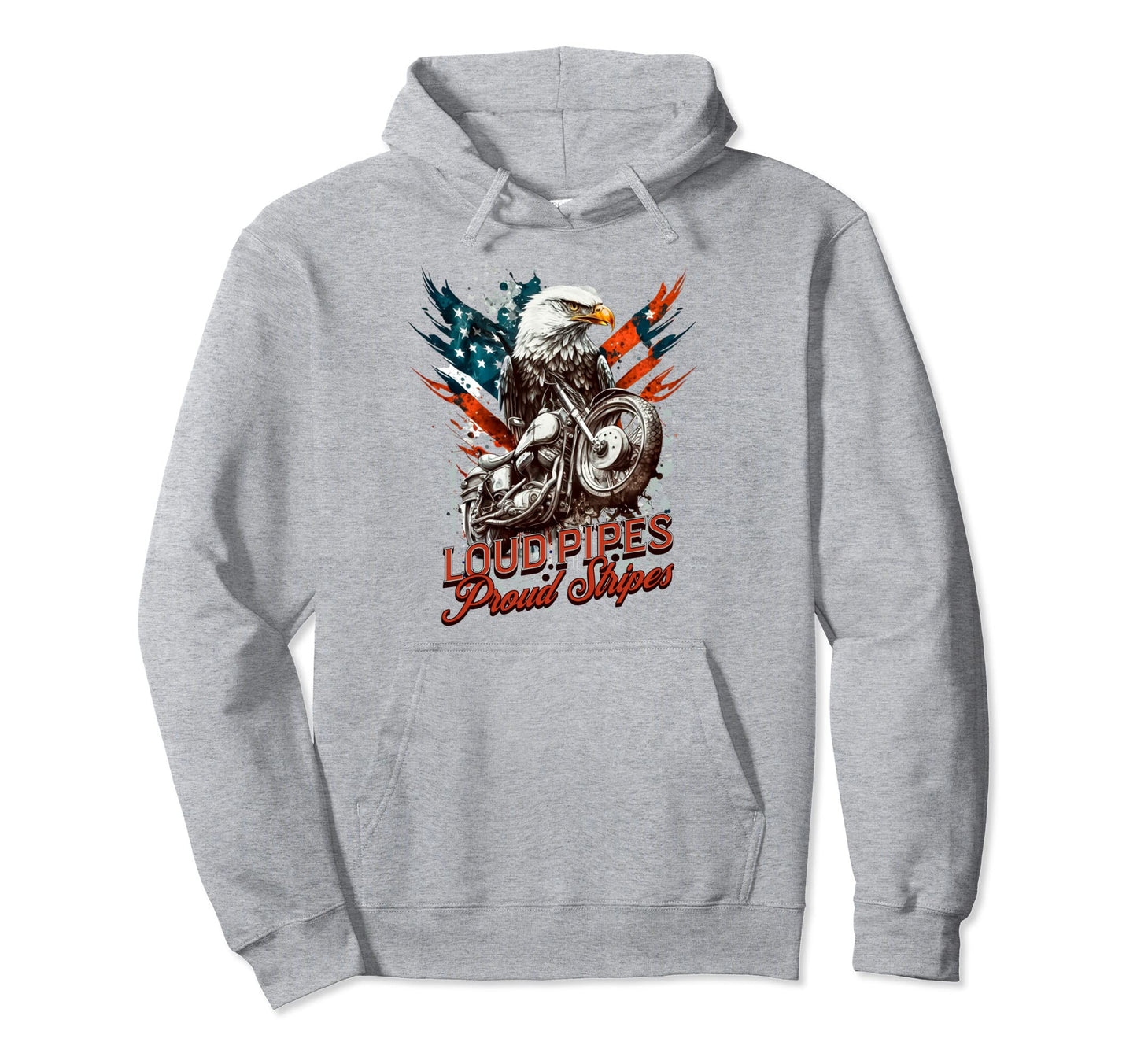 Patriotic Old Biker American Us Flag Hoodie - Novelty Apparel Unisex - T-Shirt, Sweatshirt, Hoodie