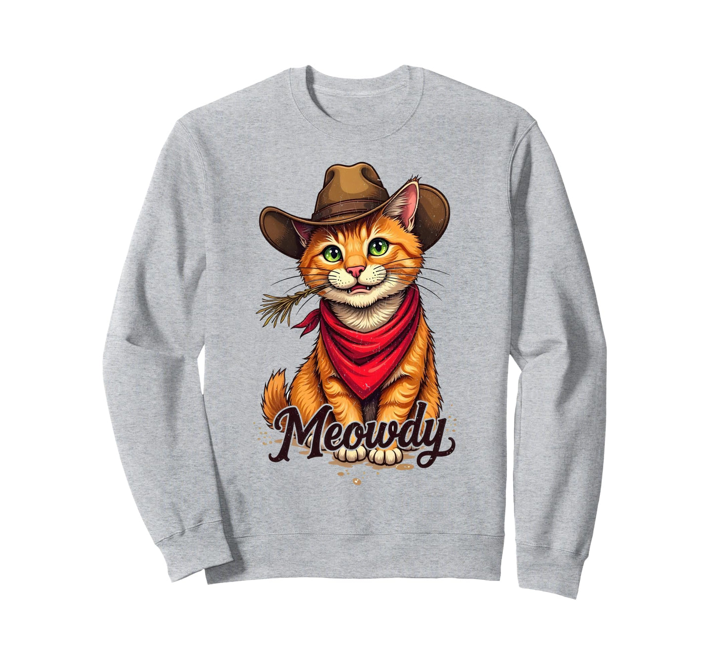 Meowdy Cowboy Cat Country Cowboy Hat Sweatshirt - Graphic Print for Adults - T-Shirt, Sweatshirt, Hoodie