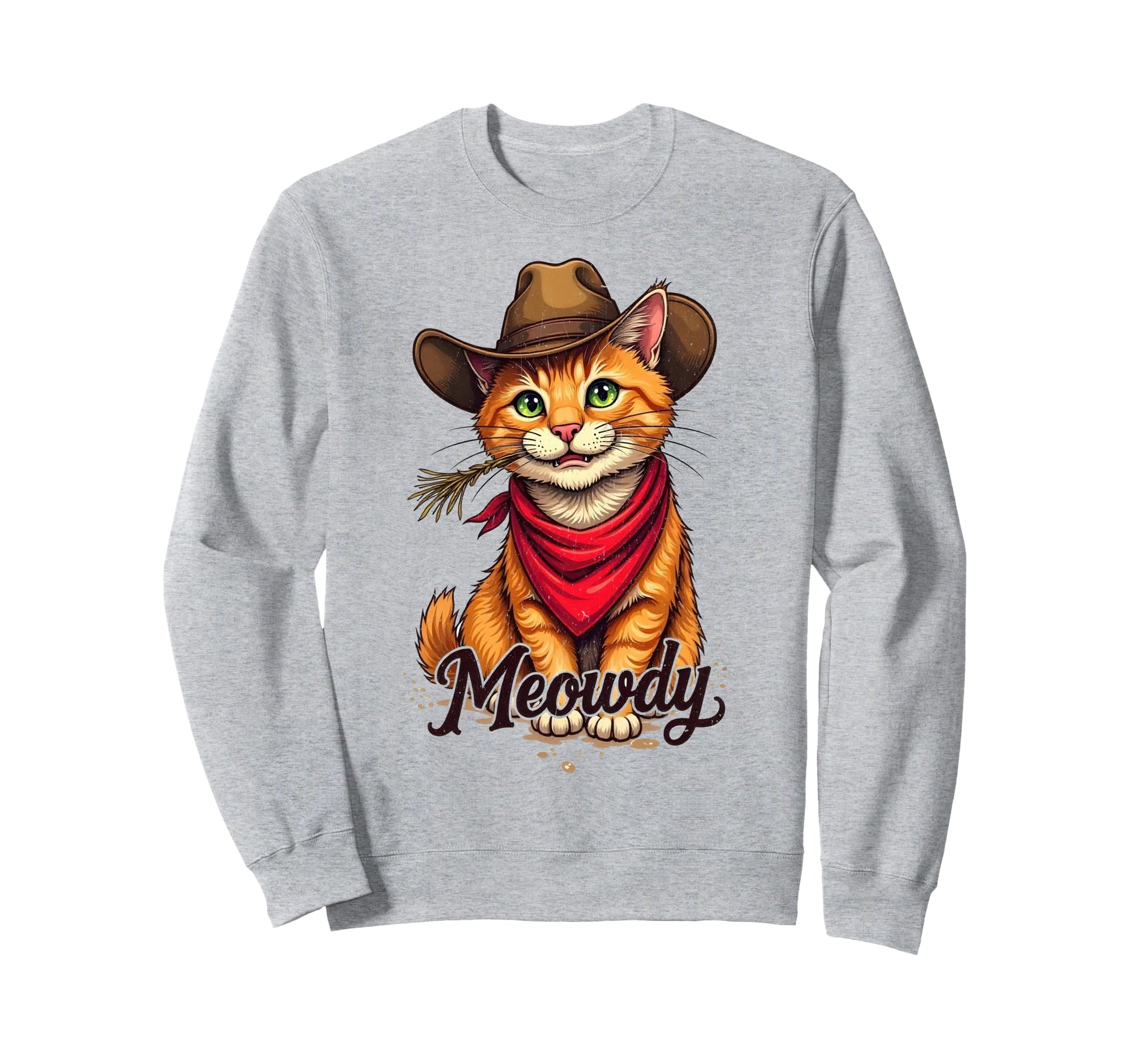 Meowdy Cowboy Cat Country Cowboy Hat Sweatshirt - Graphic Print for Adults - T-Shirt, Sweatshirt, Hoodie
