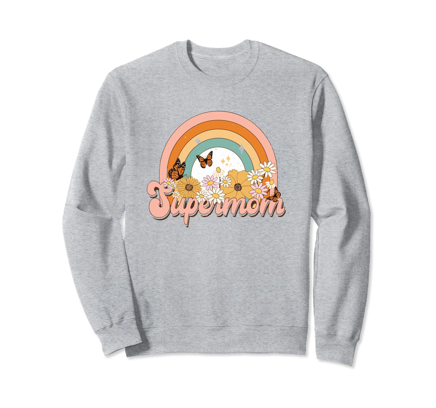 Super Mom Groovy Rainbow Mothers Sweatshirt - Custom Art Print Men Women - T-Shirt, Sweatshirt, Hoodie