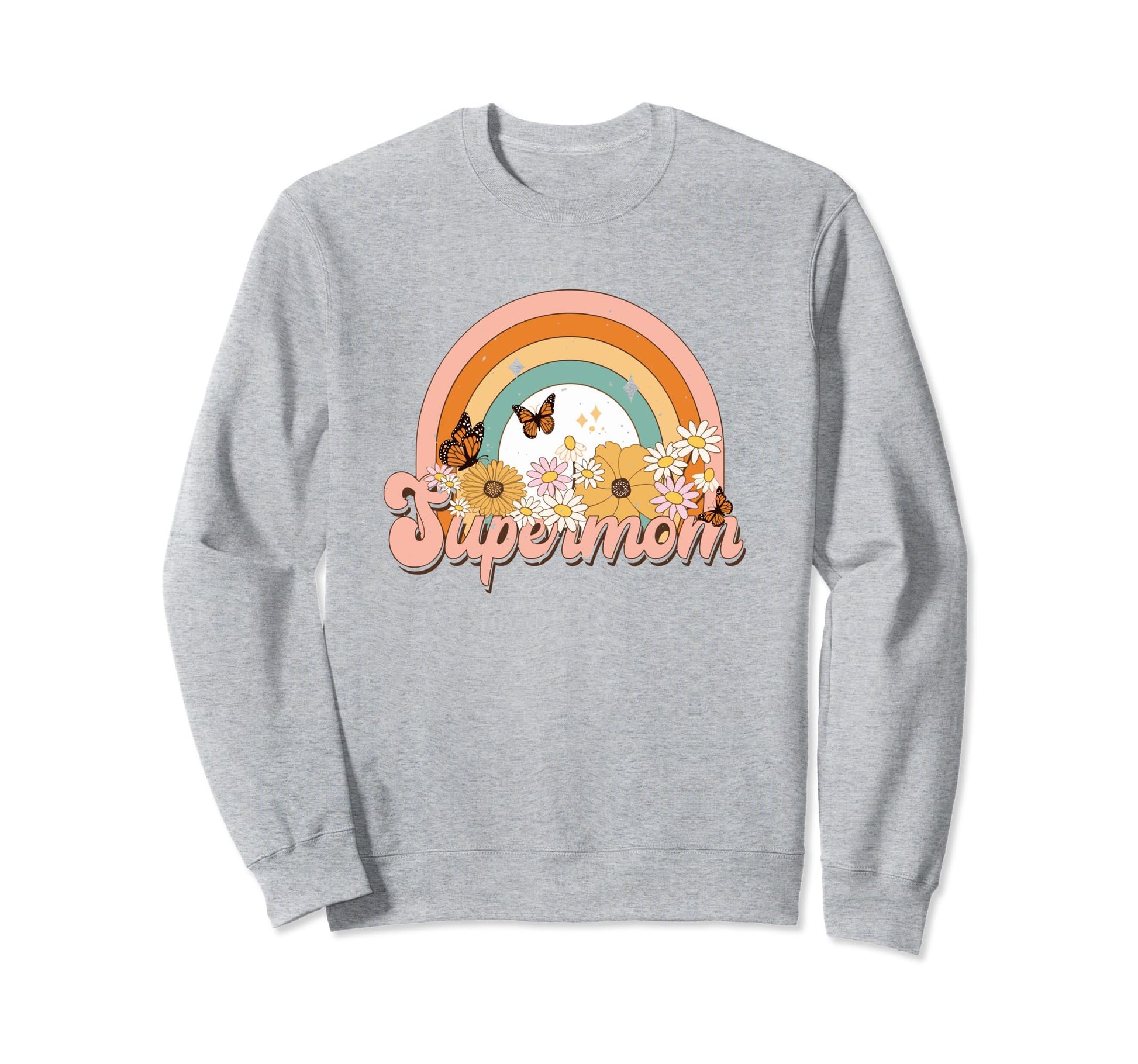 Super Mom Groovy Rainbow Mothers Sweatshirt - Custom Art Print Men Women - T-Shirt, Sweatshirt, Hoodie