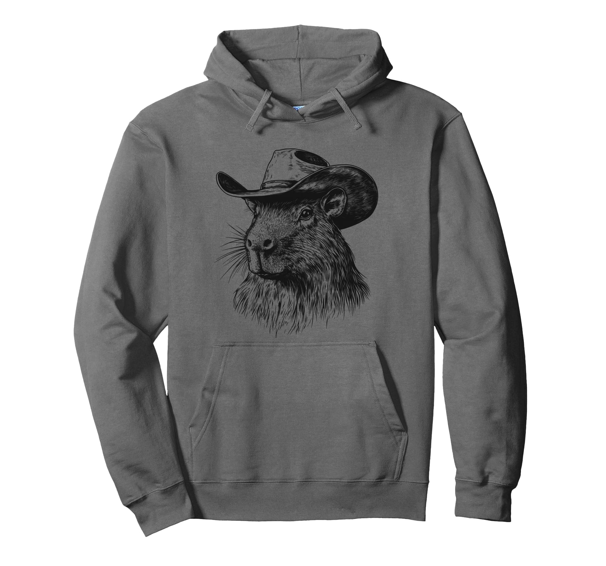 Capybara Cowboy Hat Funny Western Hoodie - Custom Art Print Unisex - T-Shirt, Sweatshirt, Hoodie