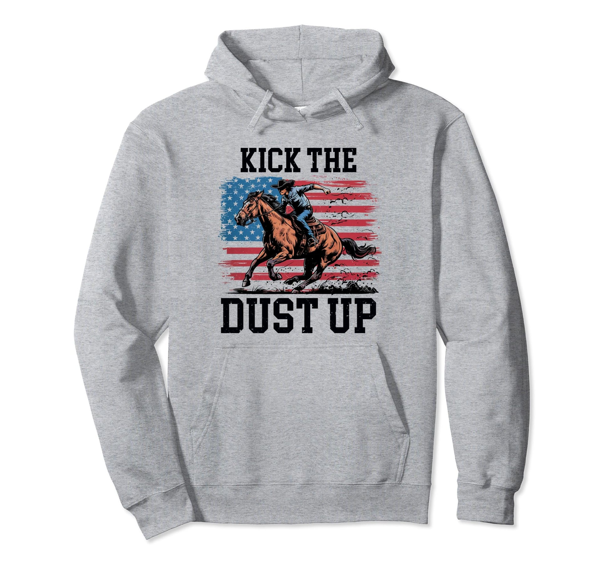 Kick Dust Up Cowboy Riding Horse Usa Hoodie - Aesthetic Graphic for Adults - T-Shirt, Sweatshirt, Hoodie