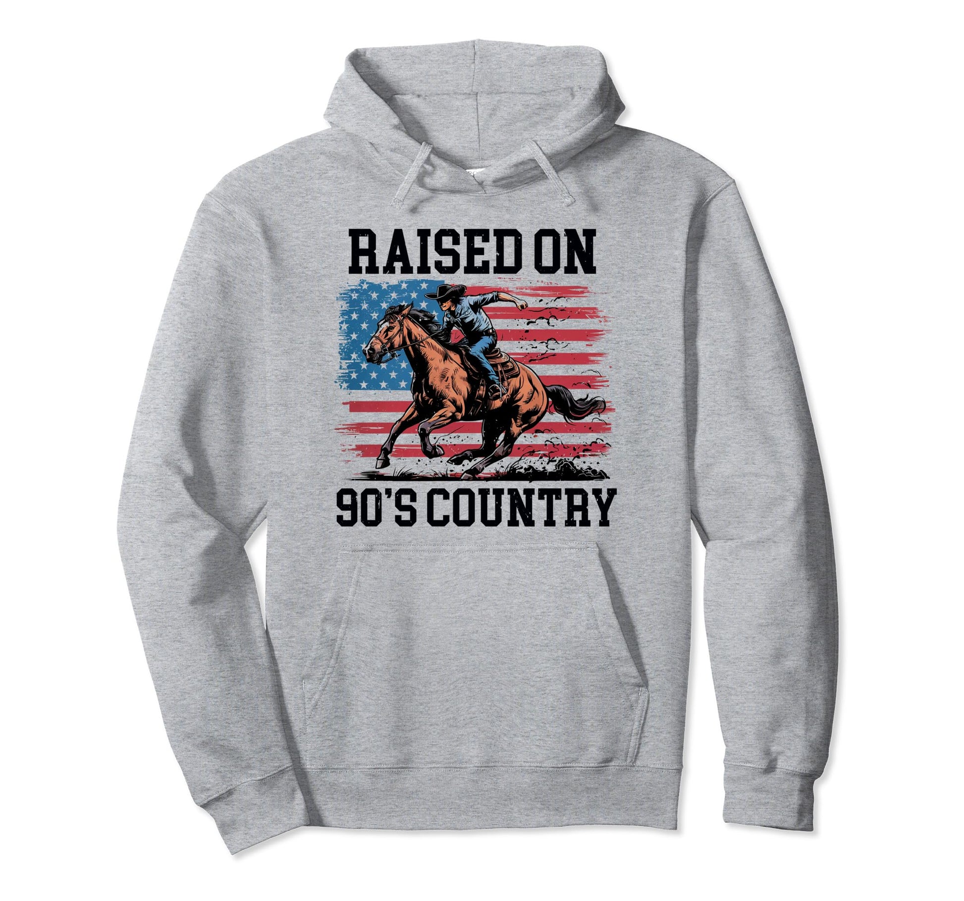 Raised 90S Country Cowboy Riding Horse Hoodie - Custom Art Print Unisex - T-Shirt, Sweatshirt, Hoodie