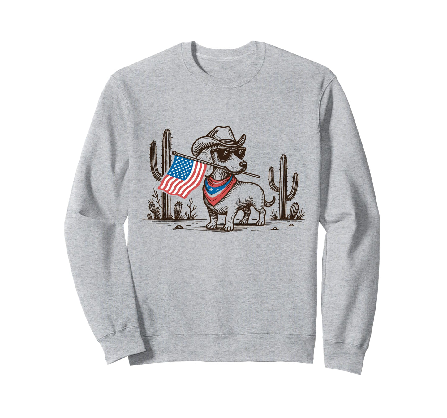 Western Cowboy Dachshund 4Th July Sweatshirt - Custom Art Print Men Women - T-Shirt, Sweatshirt, Hoodie