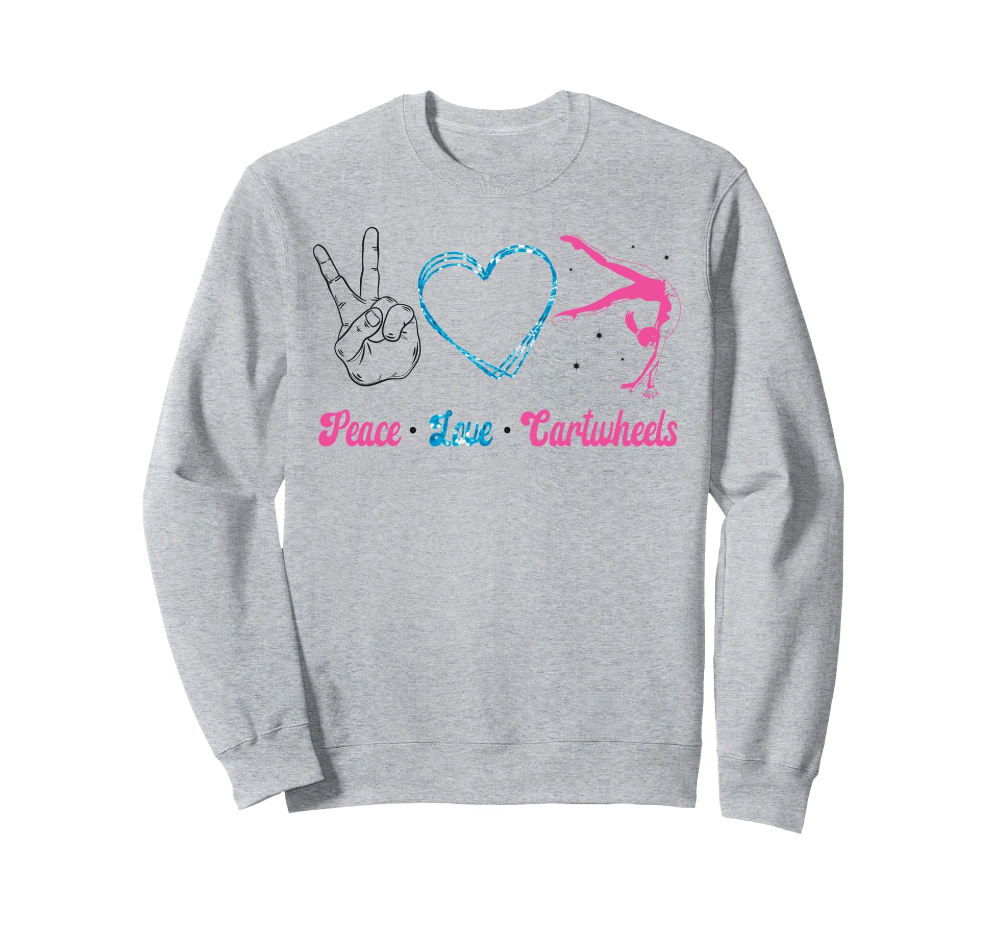 Gymnastics Cartwheel Peace Love Sweatshirt - Minimalist Print for Adults - T-Shirt, Sweatshirt, Hoodie