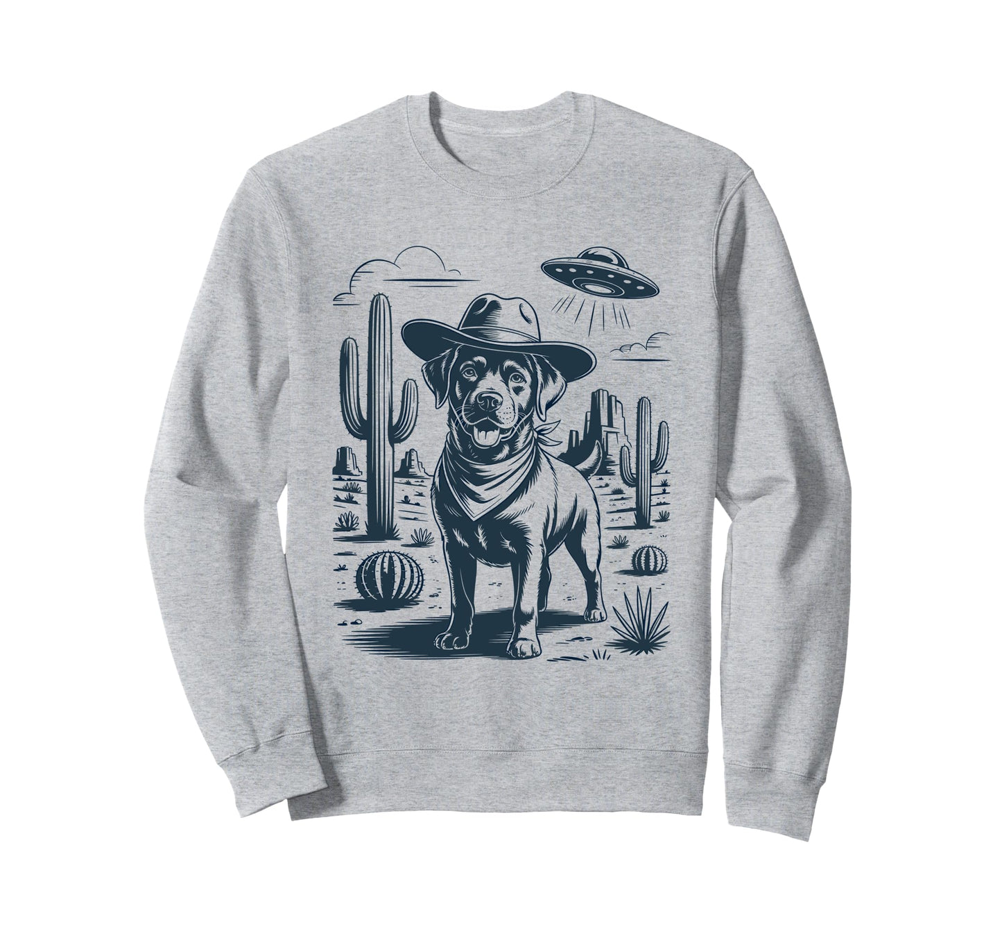 Cowboy Chocolate Labrador Dog Ufo Sweatshirt - Graphic Print Men Women - T-Shirt, Sweatshirt, Hoodie