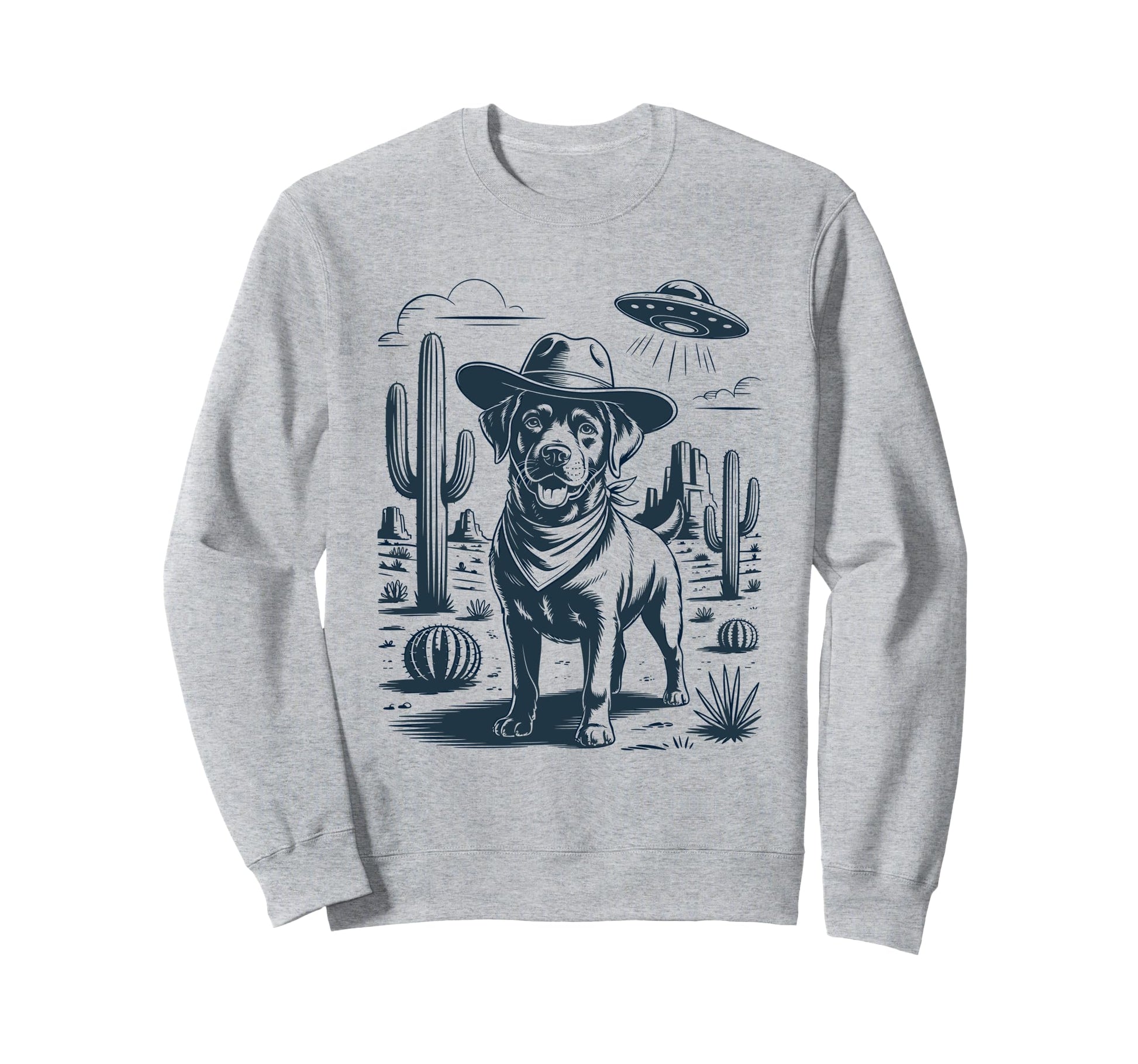 Cowboy Chocolate Labrador Dog Ufo Sweatshirt - Graphic Print Men Women - T-Shirt, Sweatshirt, Hoodie