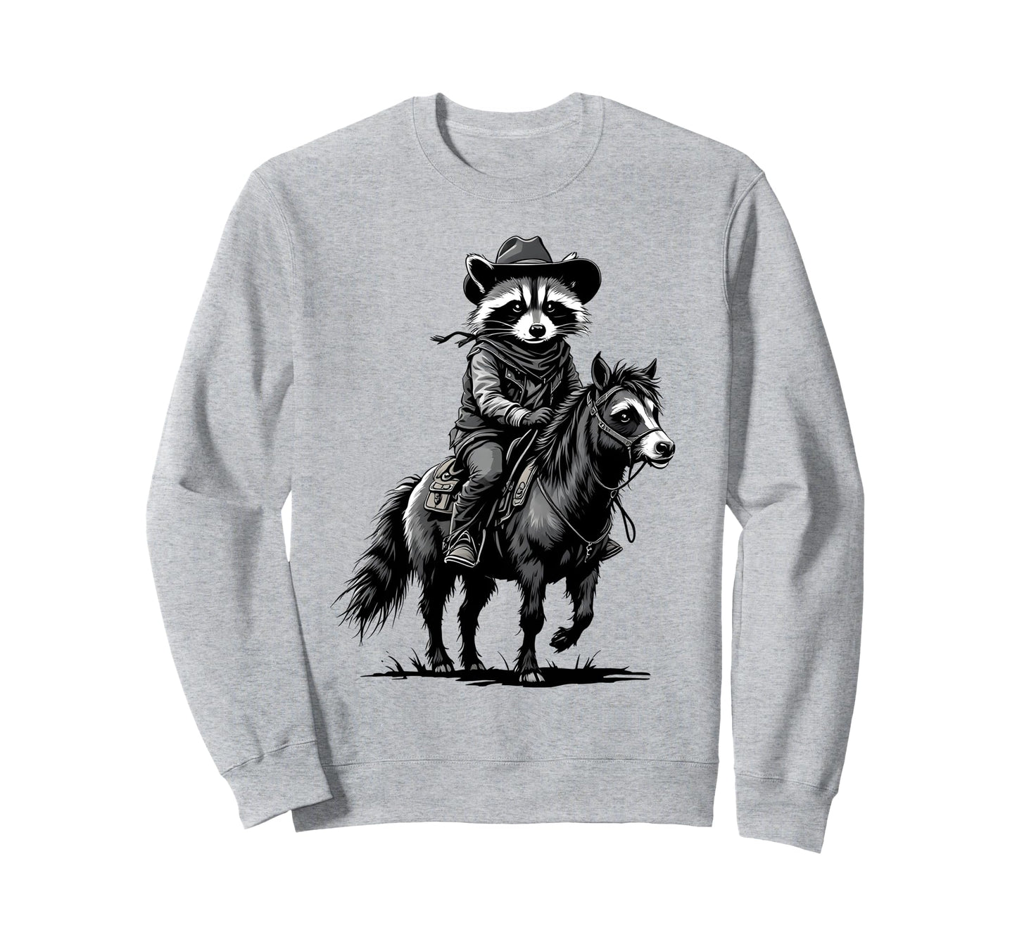 Raccoon Cowboy Cowgirl Western Sweatshirt - Custom Art Print for Adults - T-Shirt, Sweatshirt, Hoodie