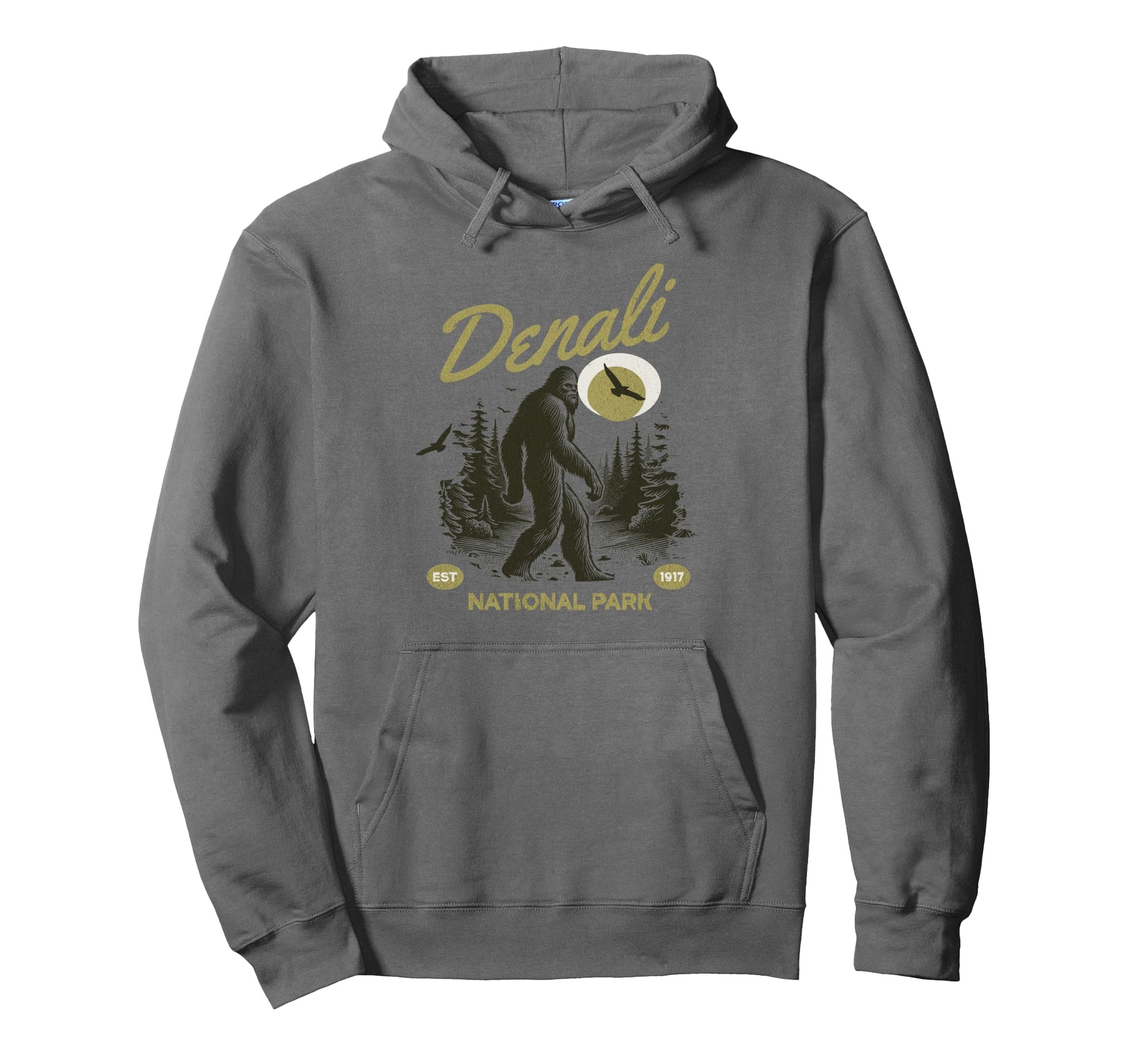 Bigfoot Denali National Park Hiking Hoodie - Trendy Graphic Unisex - T-Shirt, Sweatshirt, Hoodie