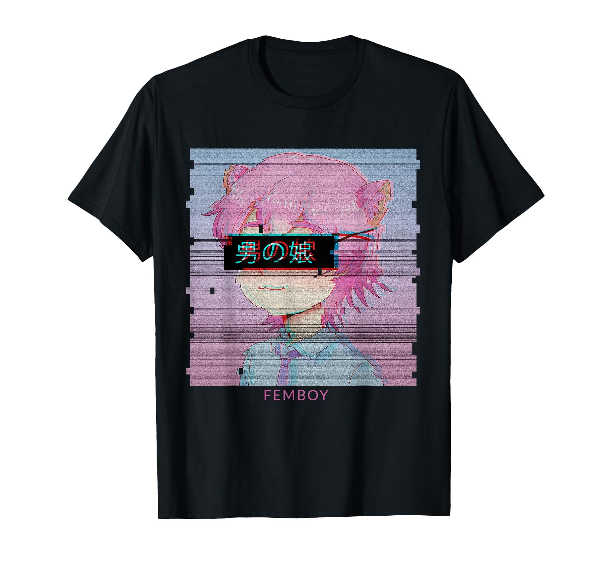 Femboy Anime Neko Cat Aesthetic Vaporwave T-Shirt - Unique Graphic Unisex - T-Shirt, Sweatshirt, Hoodie