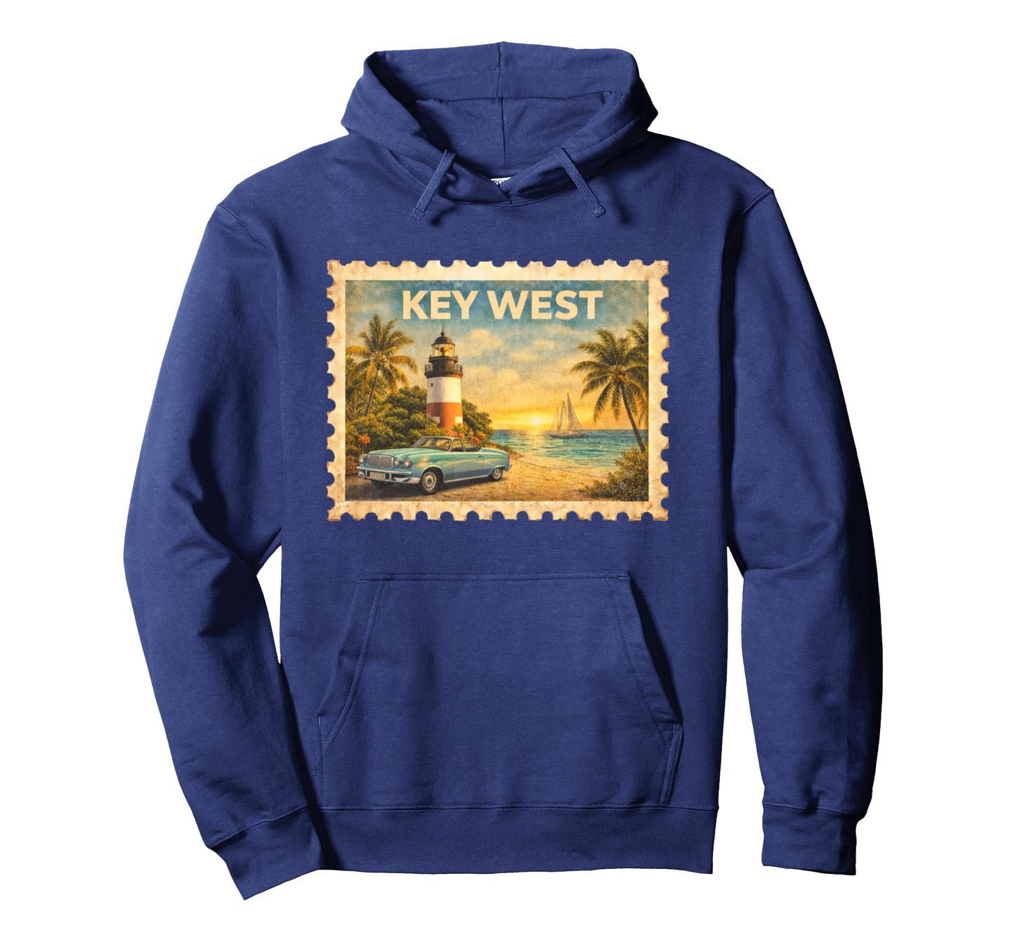 Key West Travel Stamp Art Hoodie - Streetwear Style for Adults - T-Shirt, Sweatshirt, Hoodie