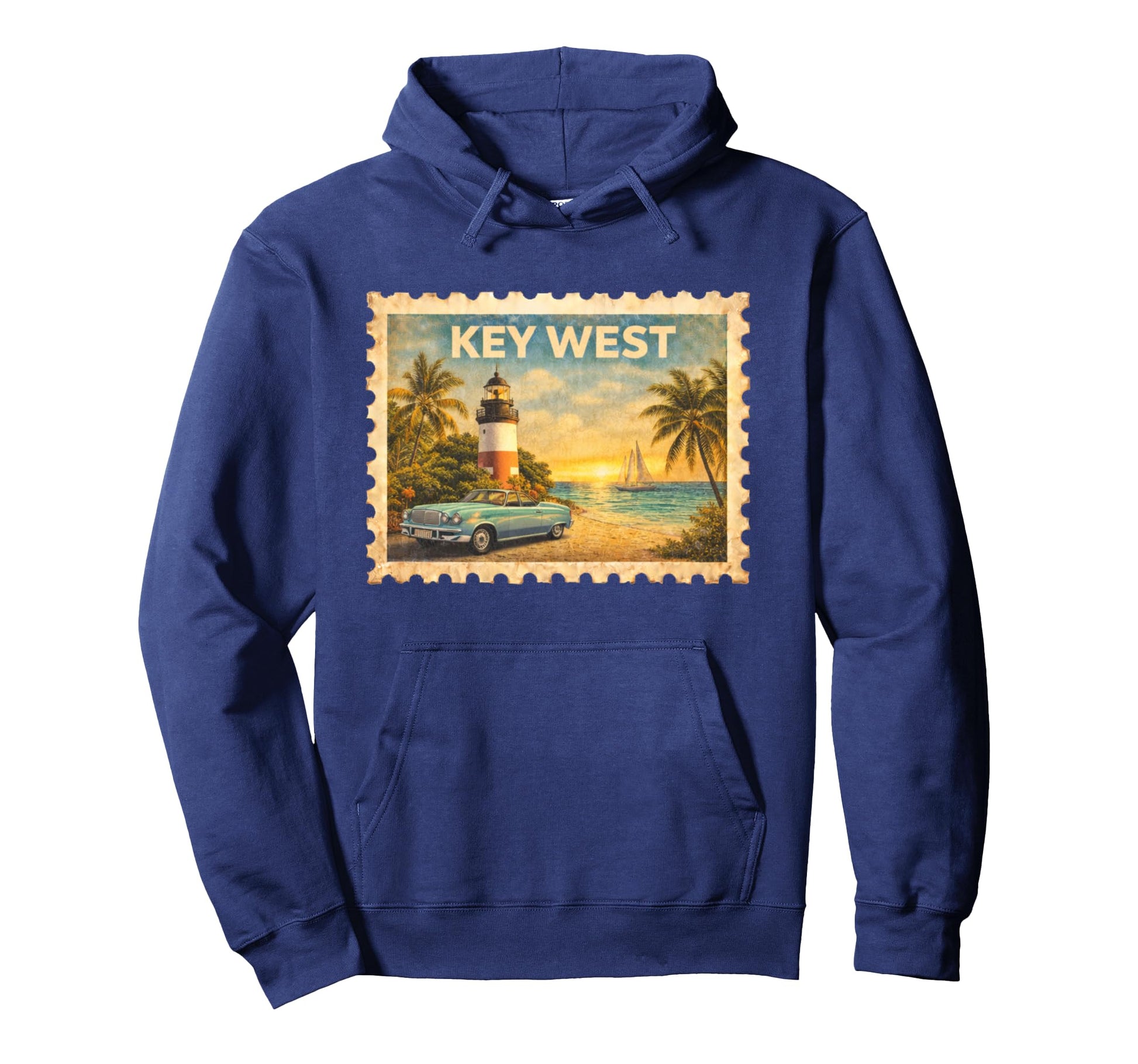 Key West Travel Stamp Art Hoodie - Streetwear Style for Adults - T-Shirt, Sweatshirt, Hoodie