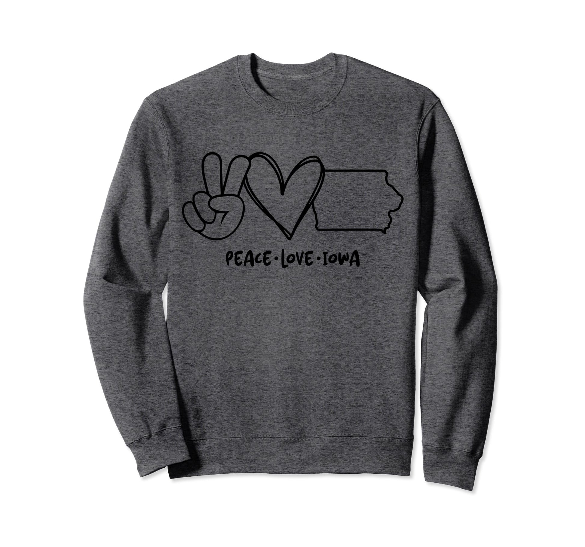 Peace Love Iowa Ia Iowa Lovers Sweatshirt - Unique Graphic for Adults - T-Shirt, Sweatshirt, Hoodie
