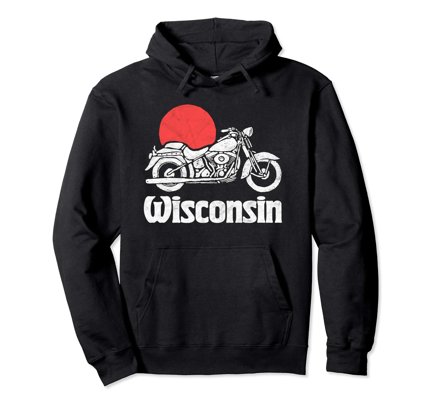 Wisconsin Motorcycle Sun Minimalist Hoodie - Fun Novelty Design Unisex - T-Shirt, Sweatshirt, Hoodie